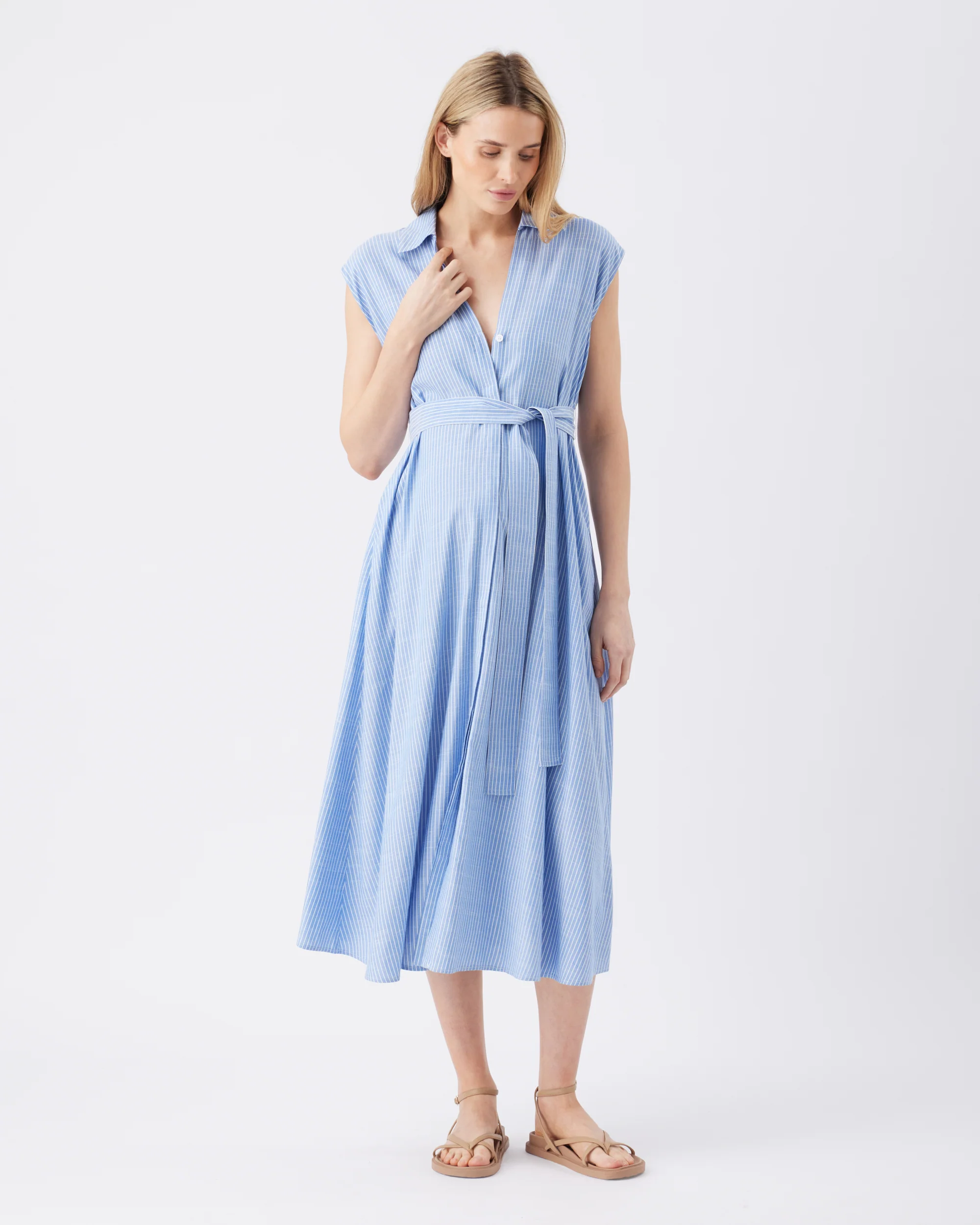 Abby Stripe Shirt Dress Blue / White
