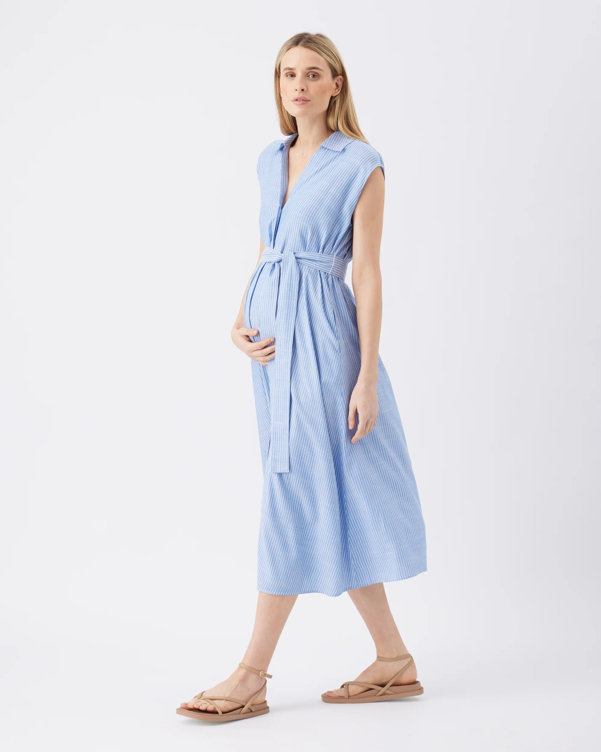 Abby Stripe Shirt Dress Blue / White - Image 3