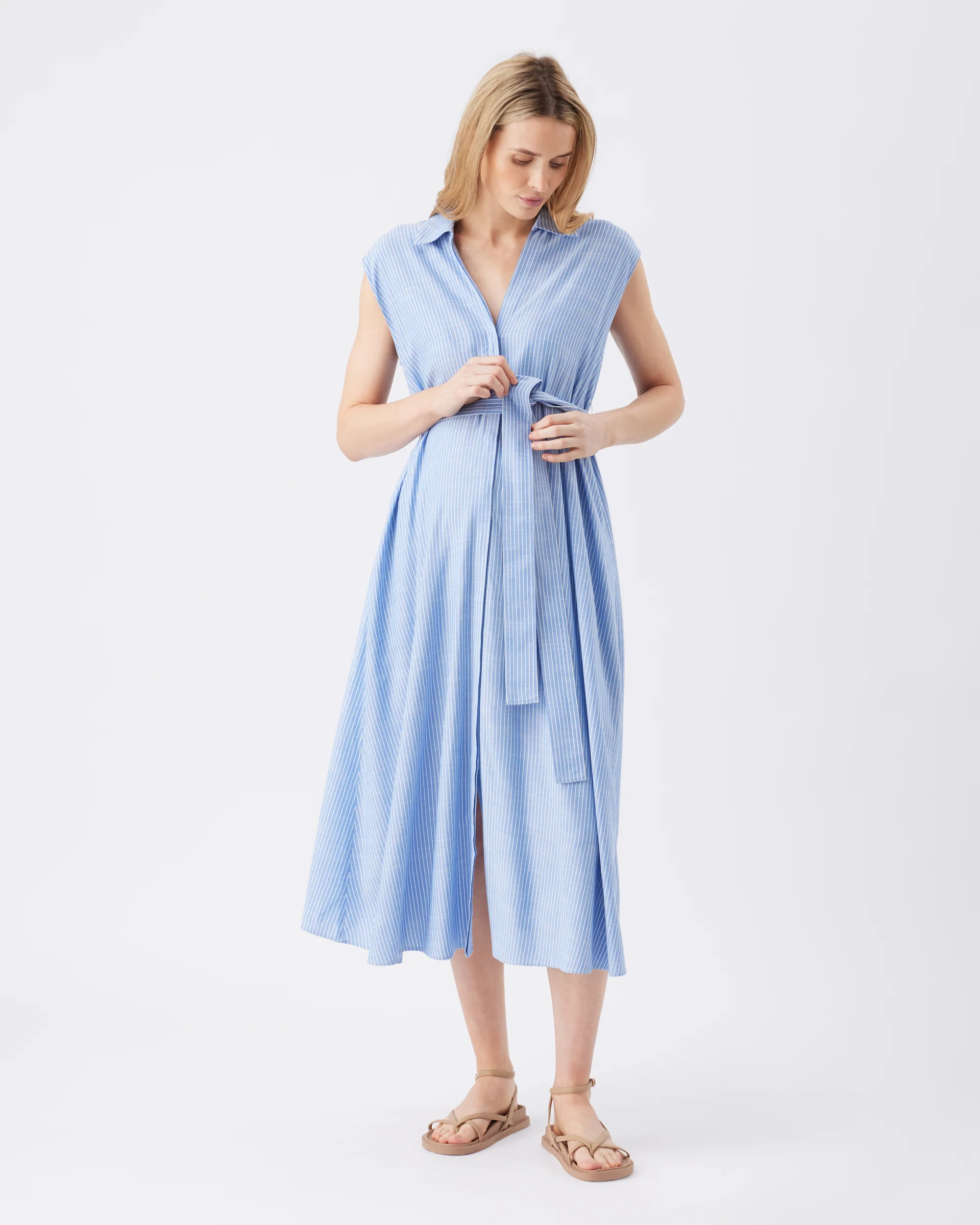Abby Stripe Shirt Dress Blue / White - Image 5
