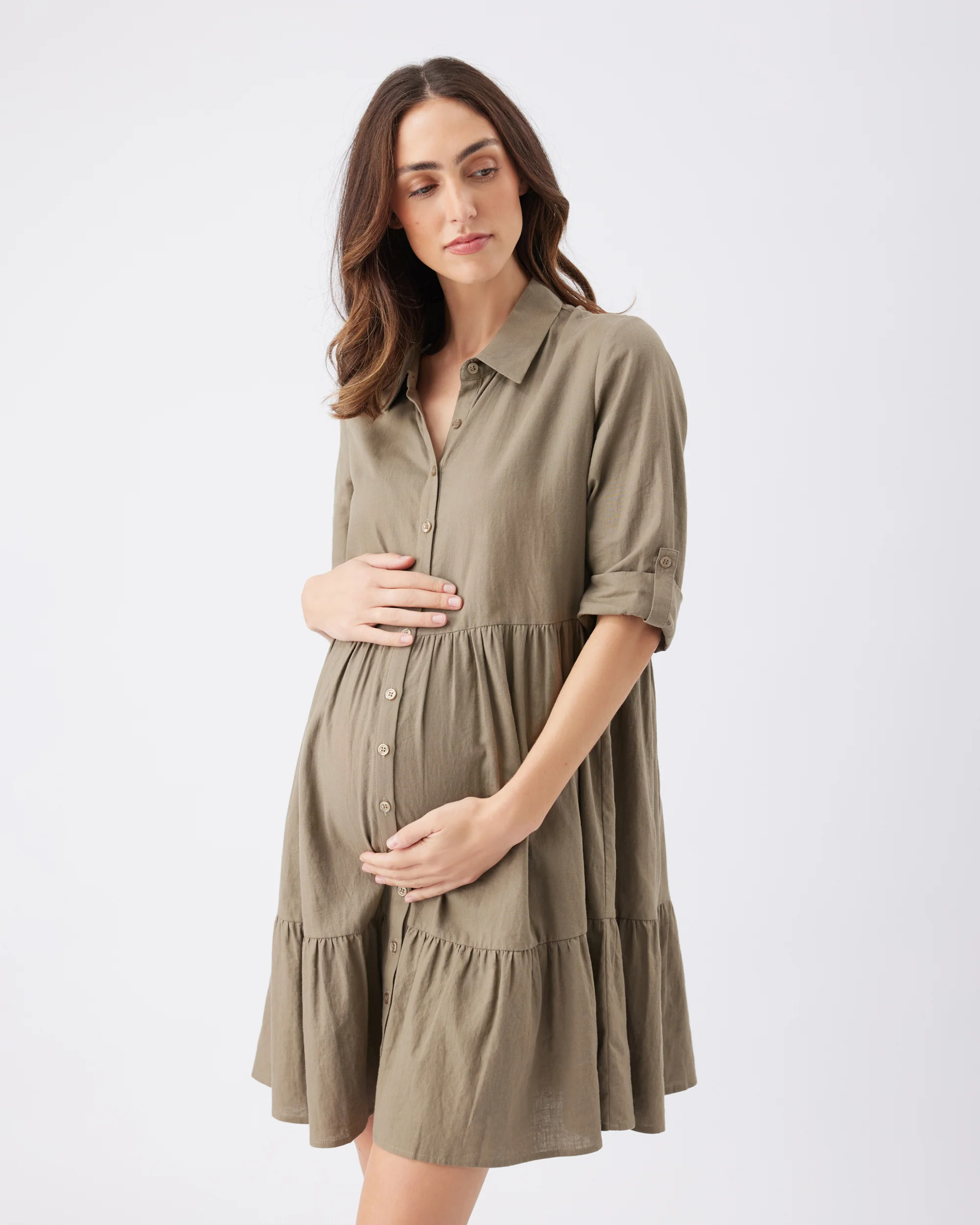 Adel Linen Dress Olive - Image 4