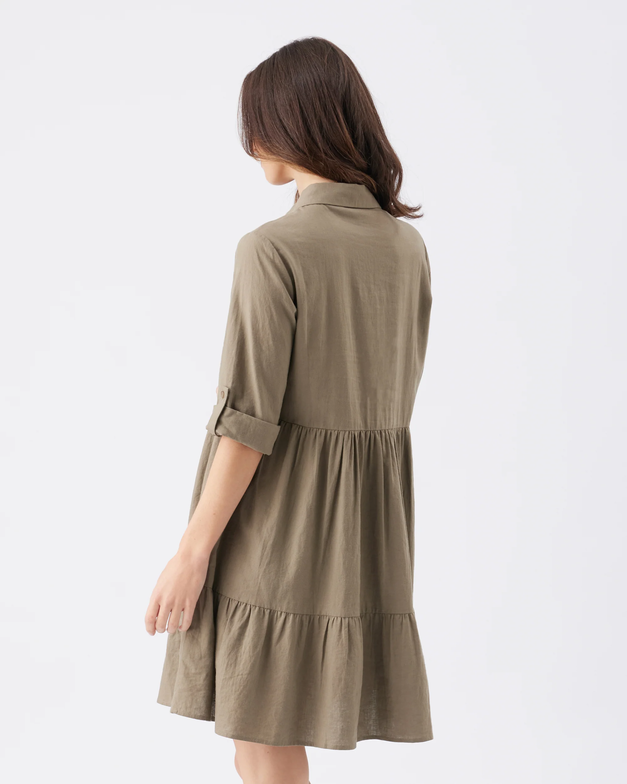 Adel Linen Dress Olive - Image 5