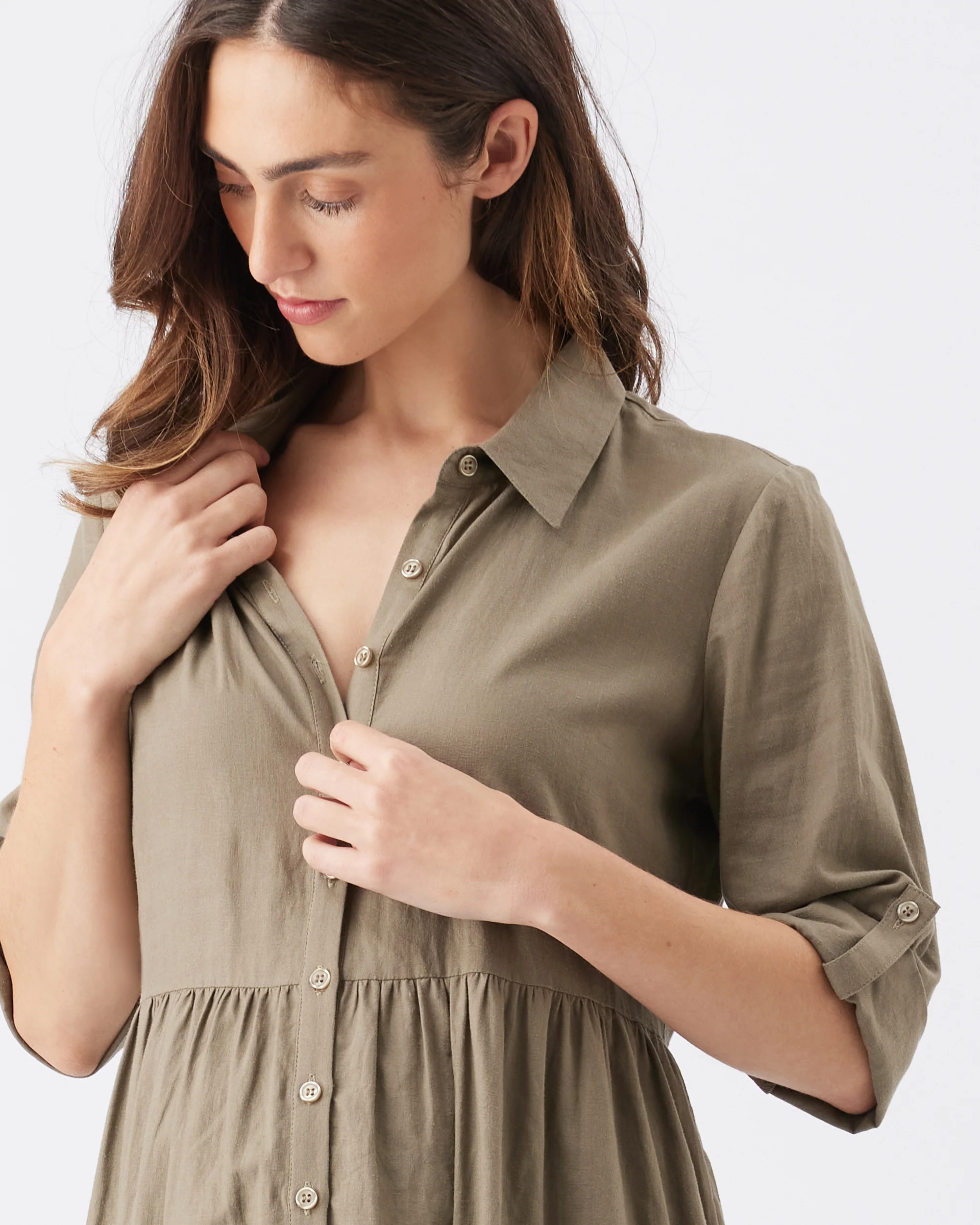 Adel Linen Dress Olive - Image 6