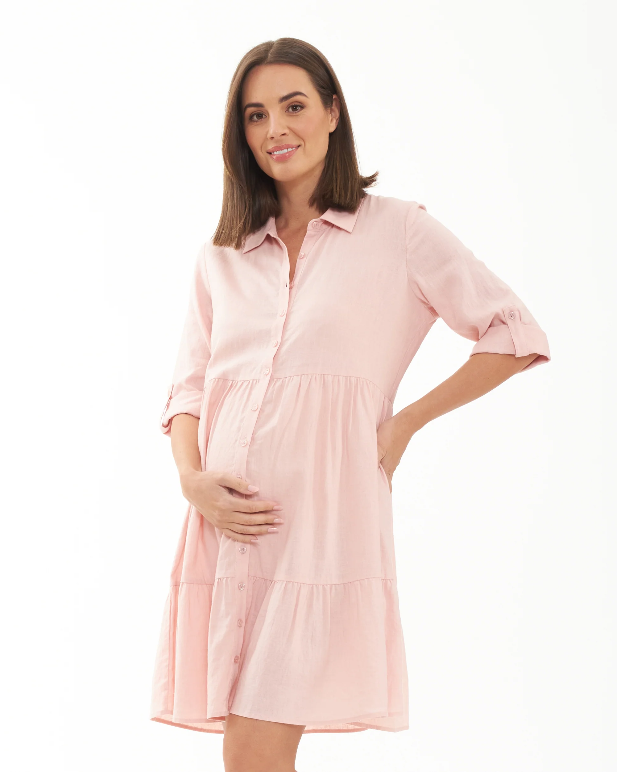 Adel Linen Dress Soft Pink - Image 3