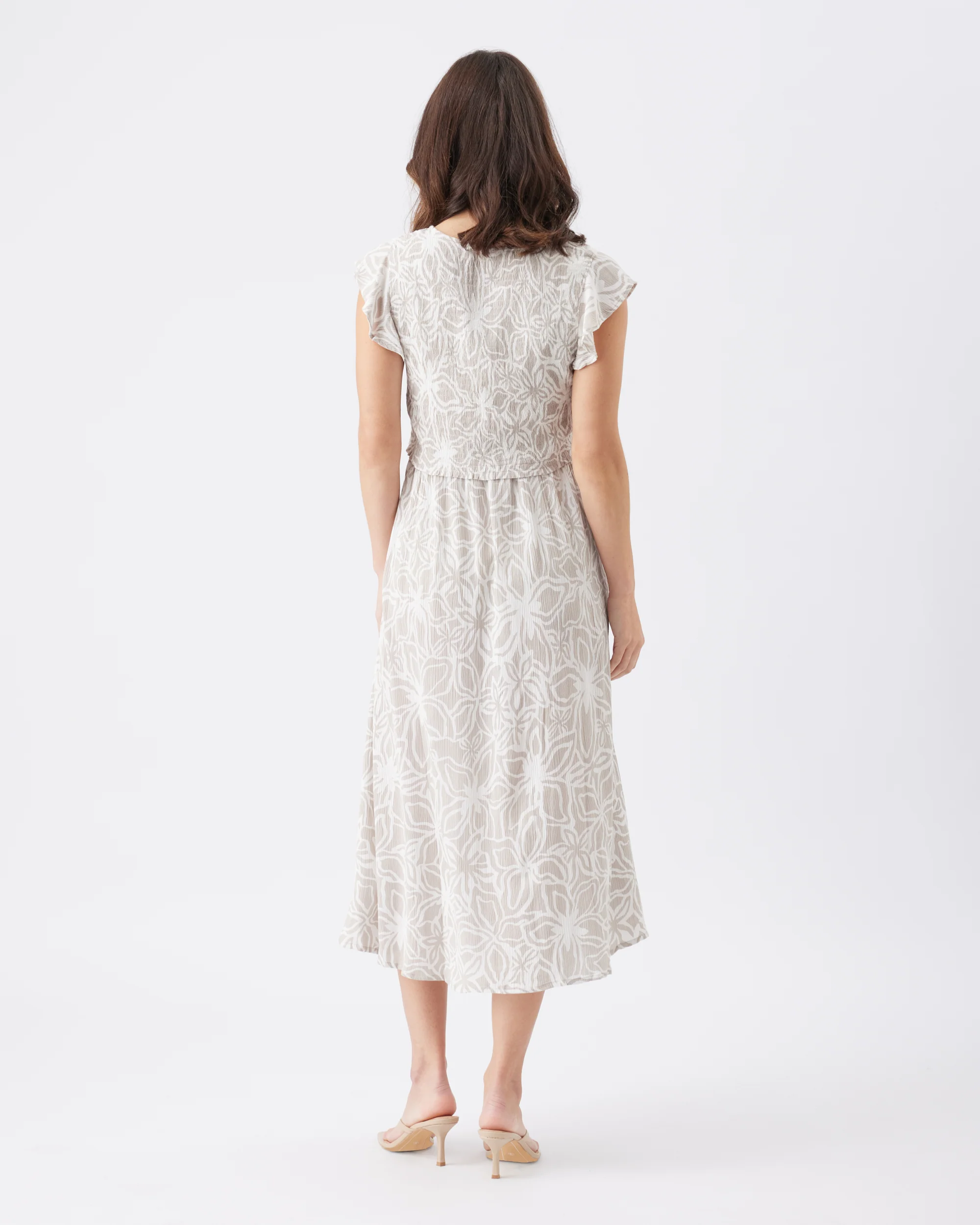 Alona Nursing Dress  Sand / White - Image 4