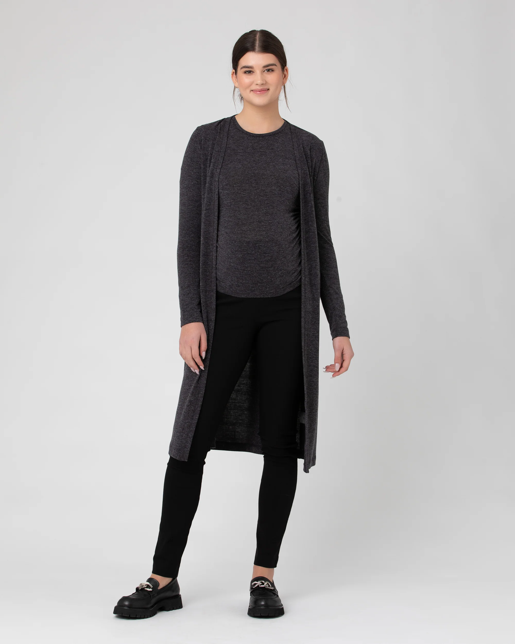 Amber Ruched Long Sleeve Top Dark Charcoal - Image 4