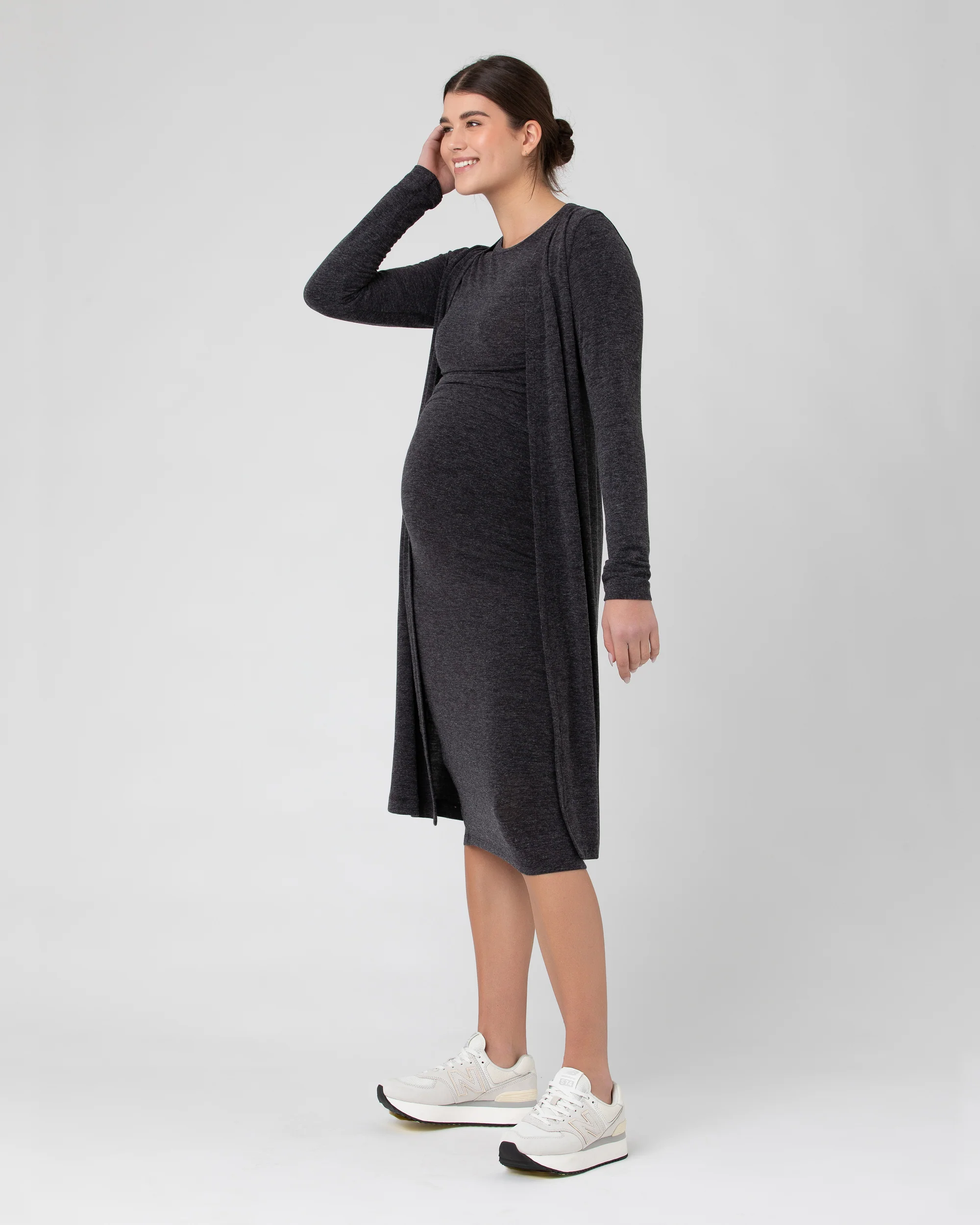 Amber Ruched Long Sleeve Top Dark Charcoal - Image 5