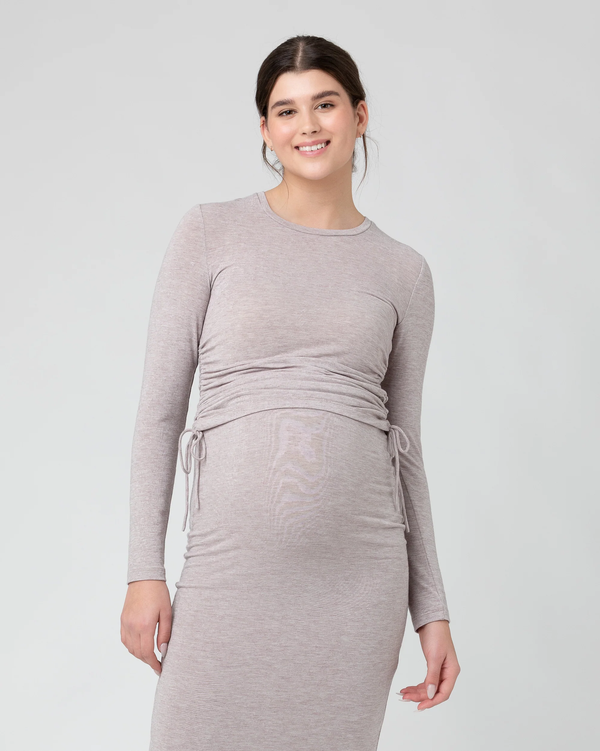 Amber Ruched Long Sleeve Top Sand