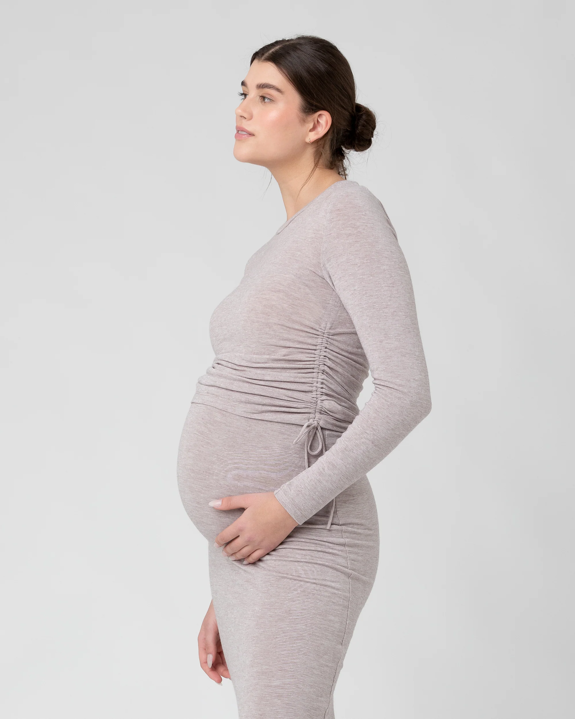 Amber Ruched Long Sleeve Top Sand - Image 2
