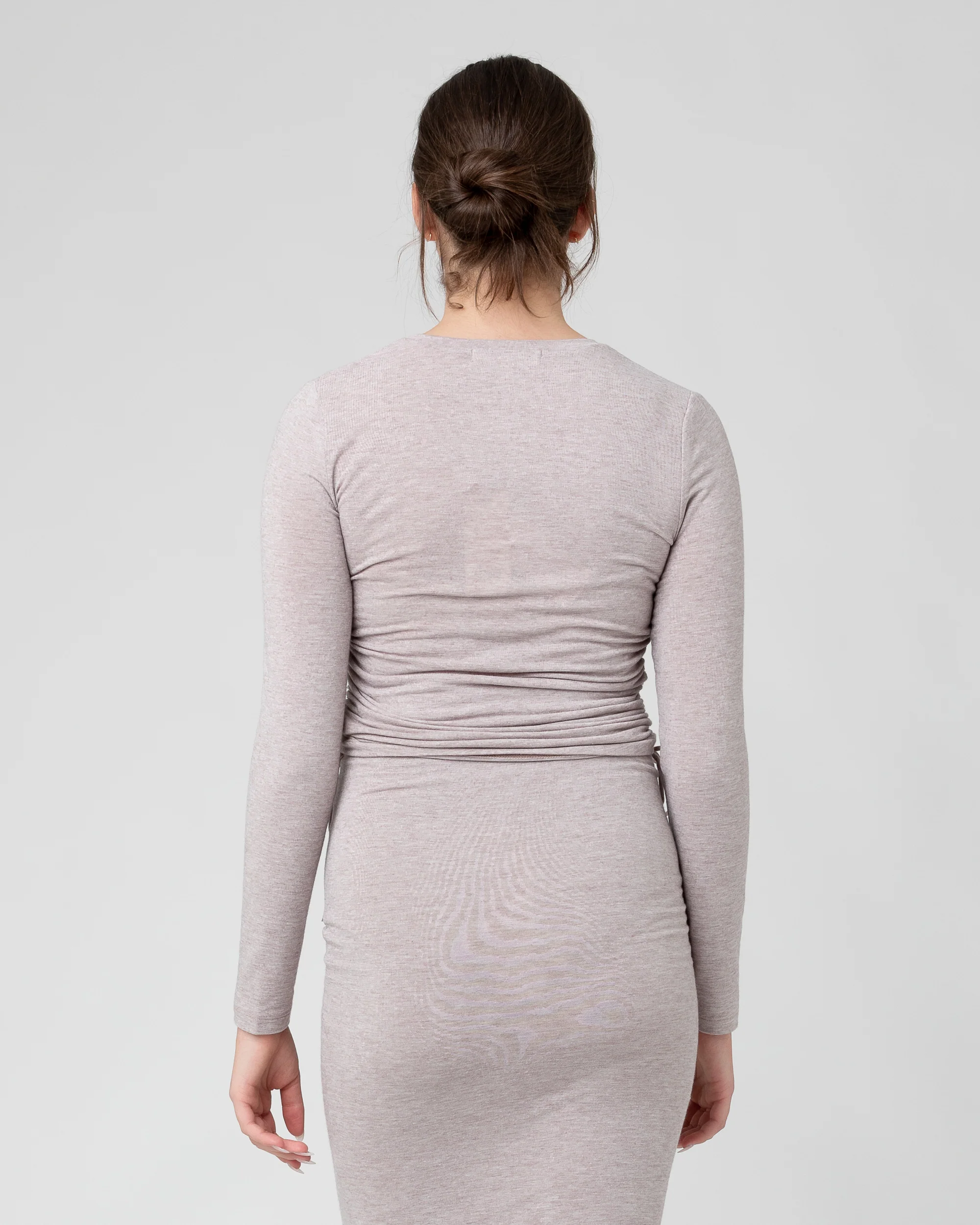 Amber Ruched Long Sleeve Top Sand - Image 3