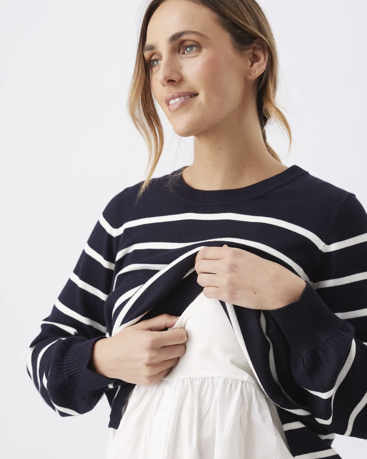 Anna Detachable Nursing Knit   Midnight / White - Image 2