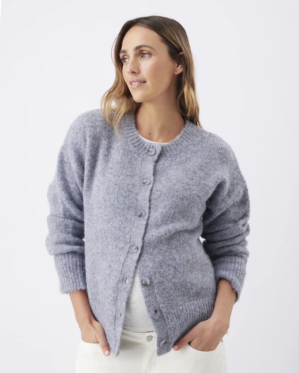 Ariana Knit Cardigan   Ash Blue - Image 4
