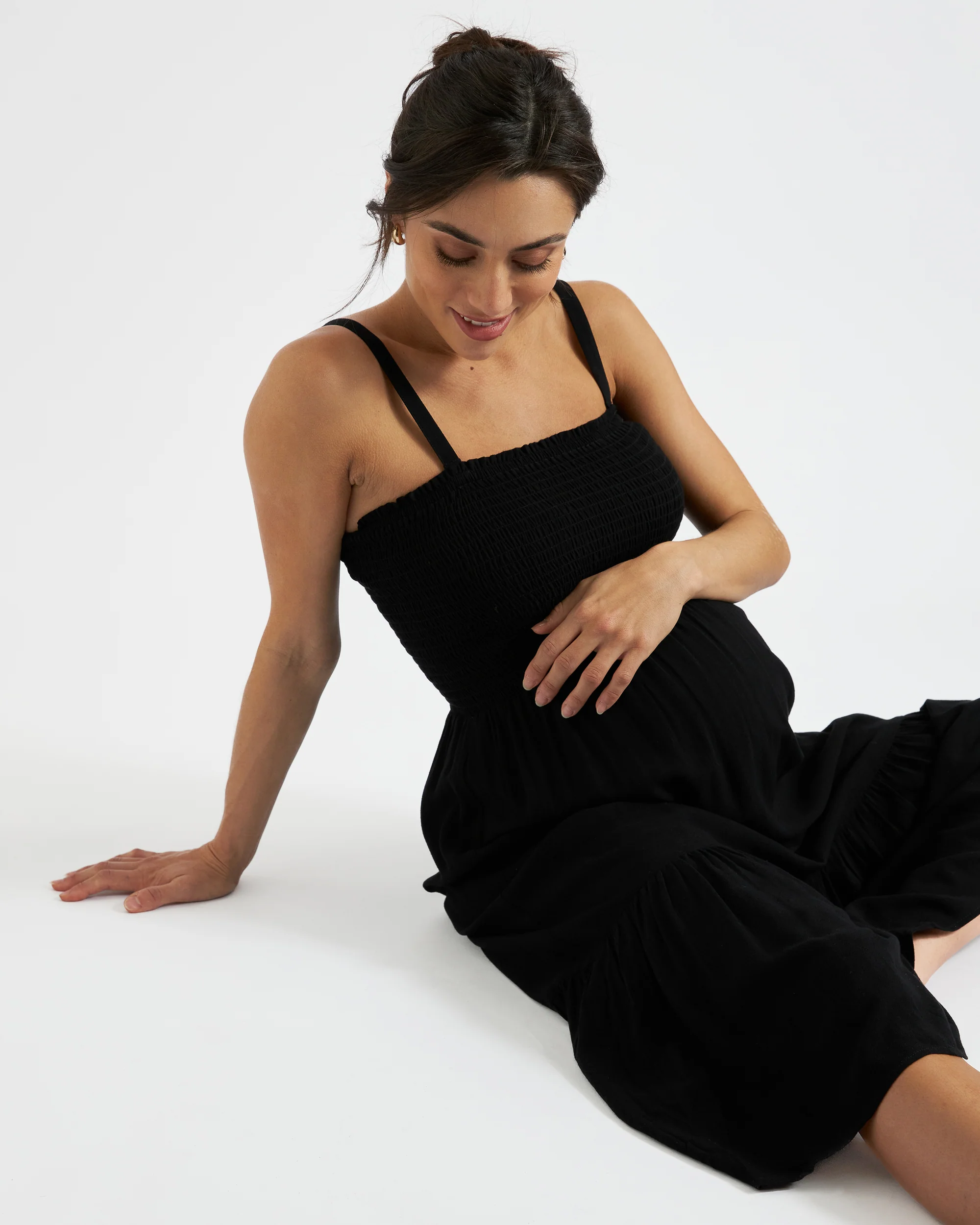 Blair Shirred Dress Black - Image 2