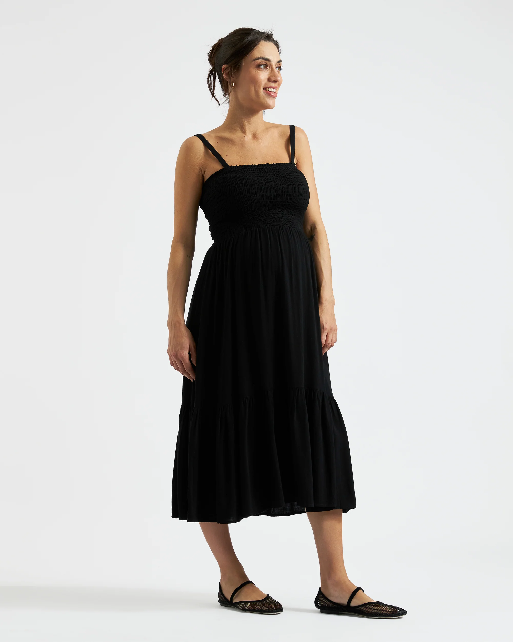 Blair Shirred Dress Black - Image 3