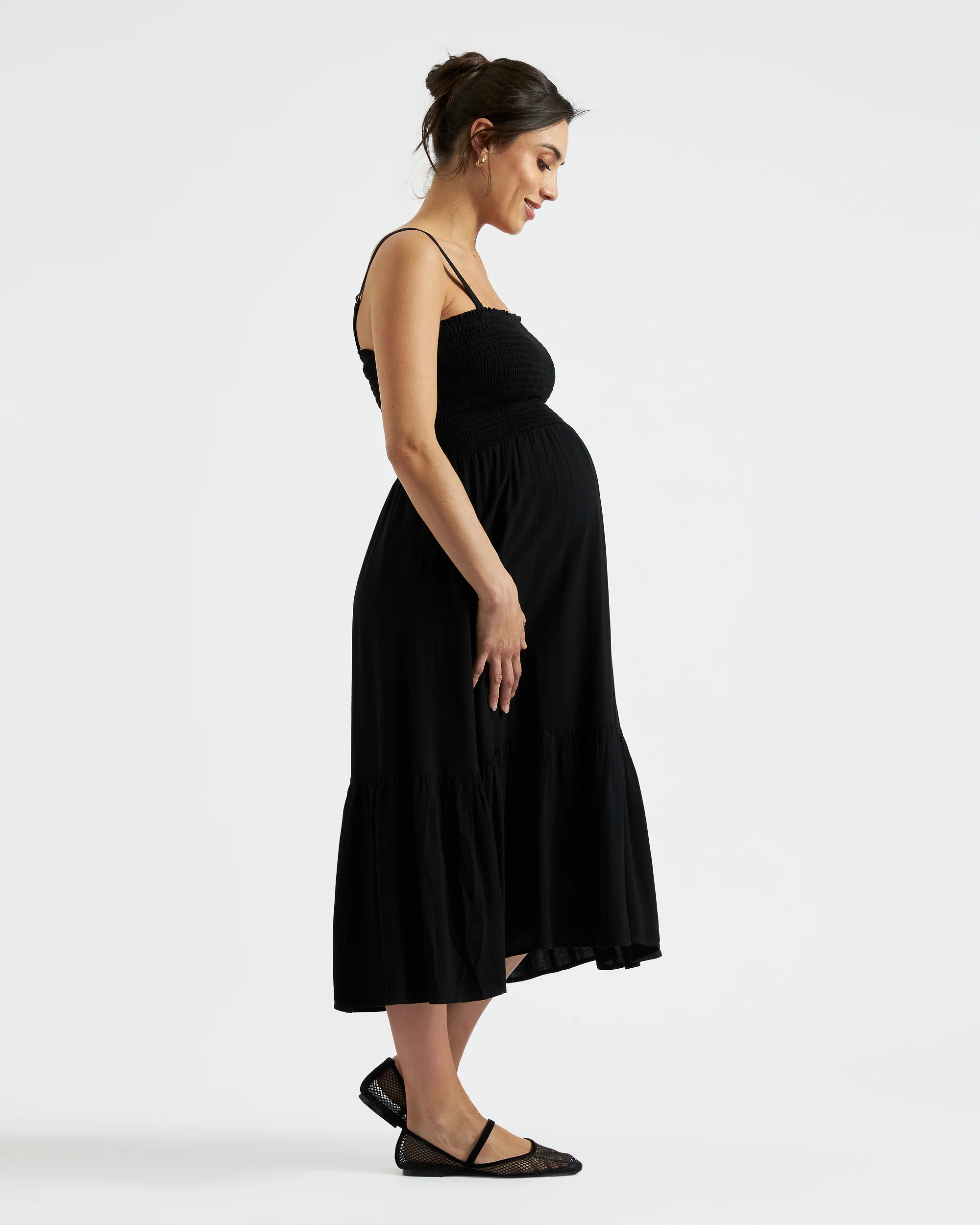 Blair Shirred Dress Black - Image 4