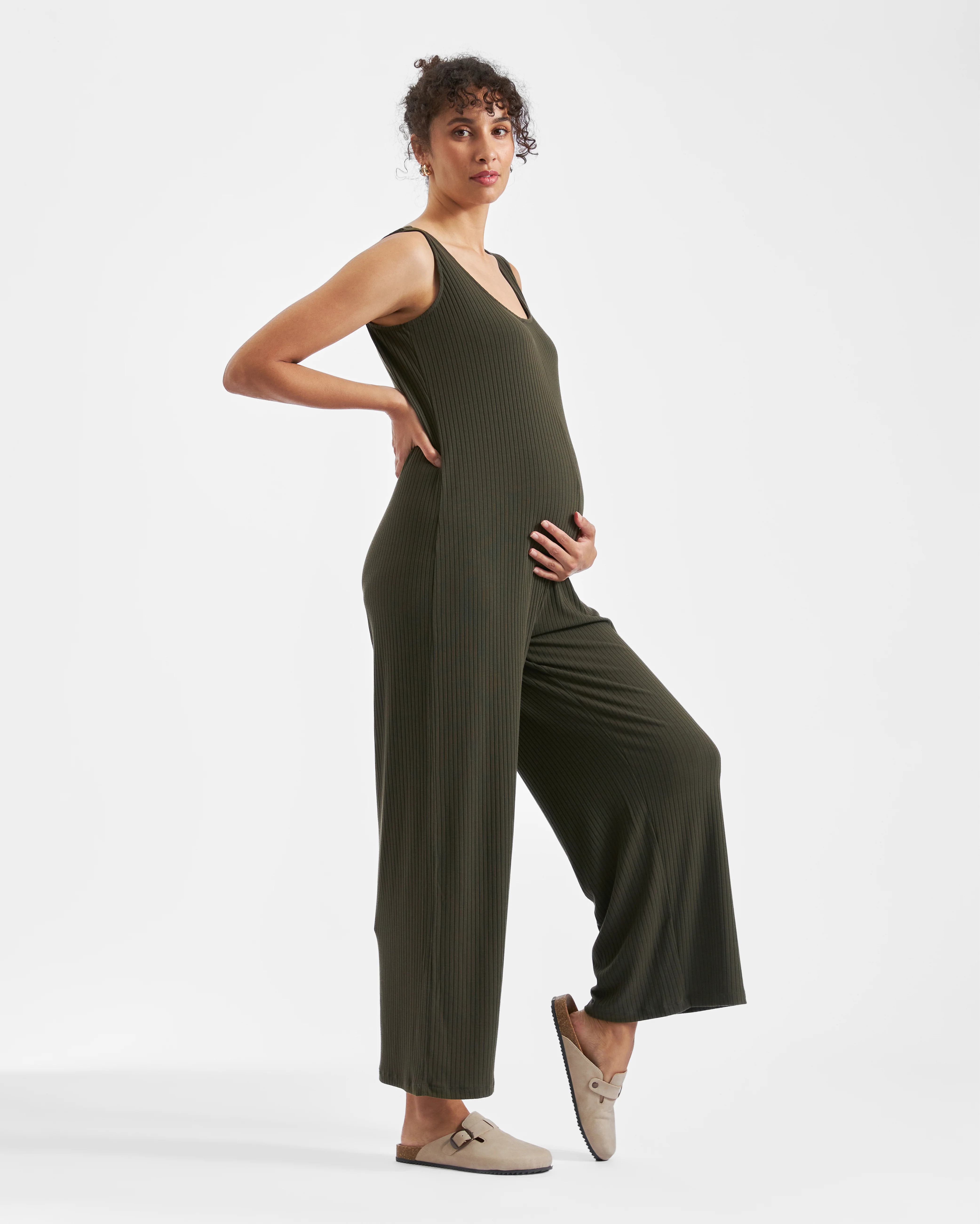 Bobby Rib Jumpsuit  Khaki - Image 3