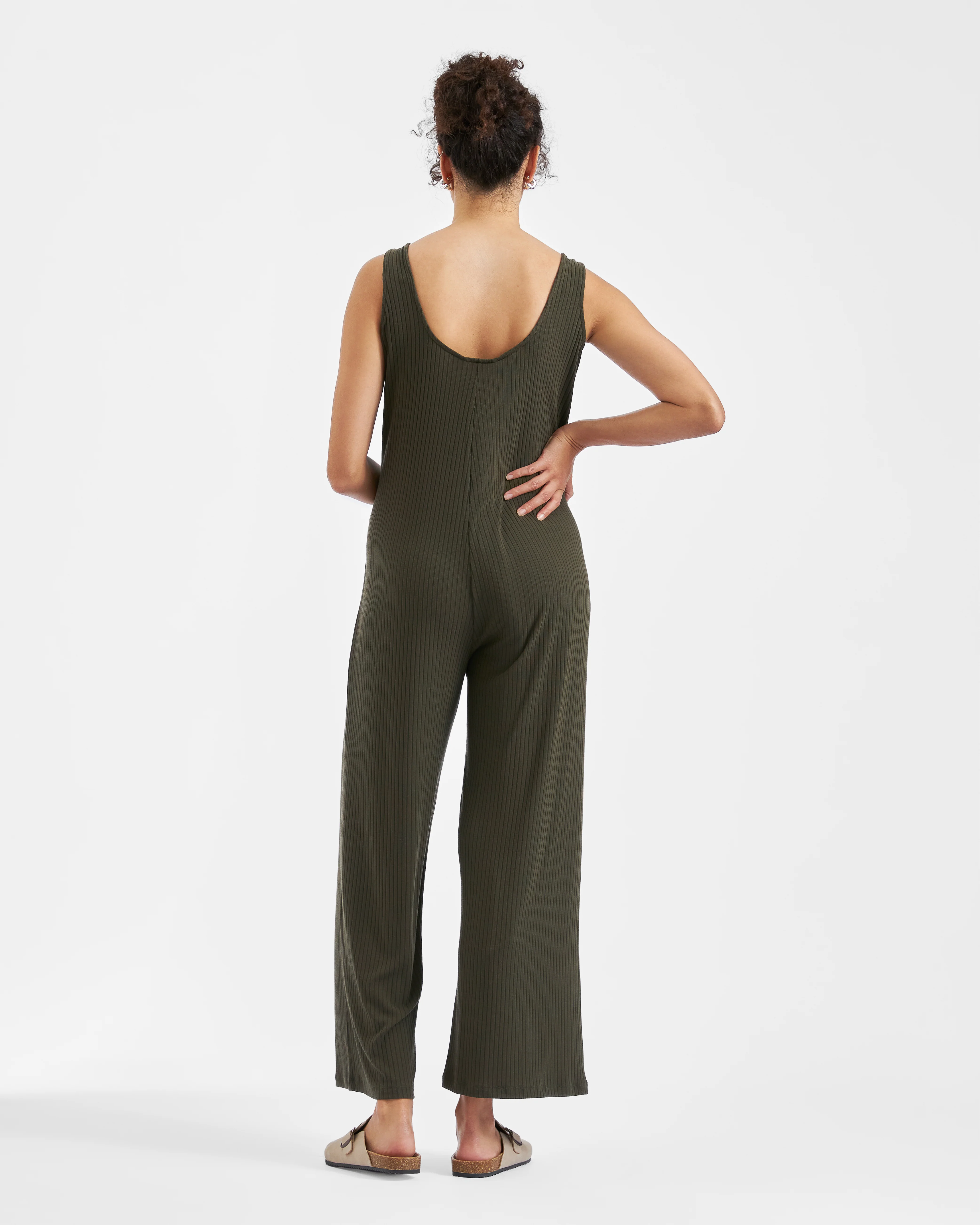Bobby Rib Jumpsuit  Khaki - Image 4