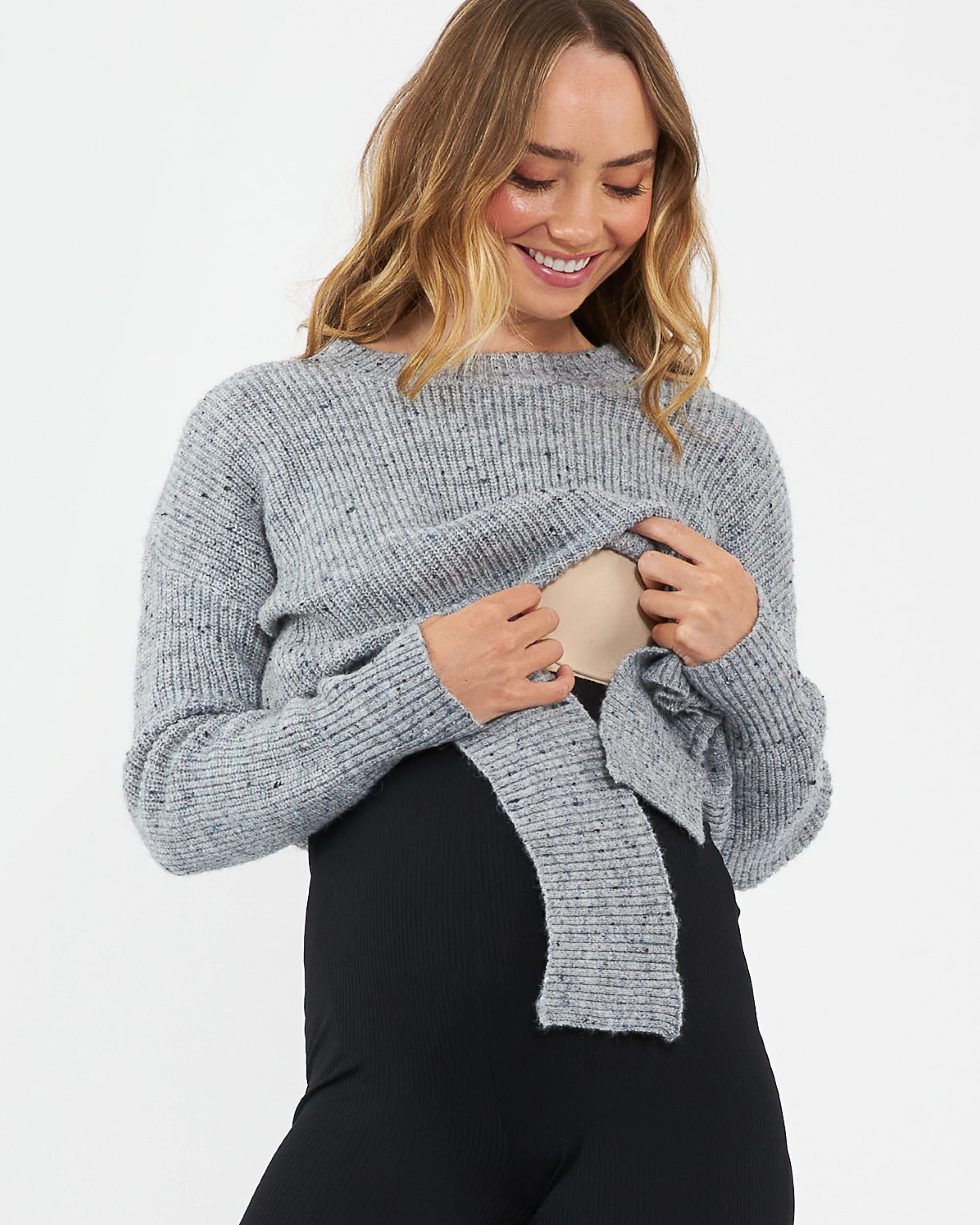 Bonnie Tie Front Knit  Grey Marle - Image 5