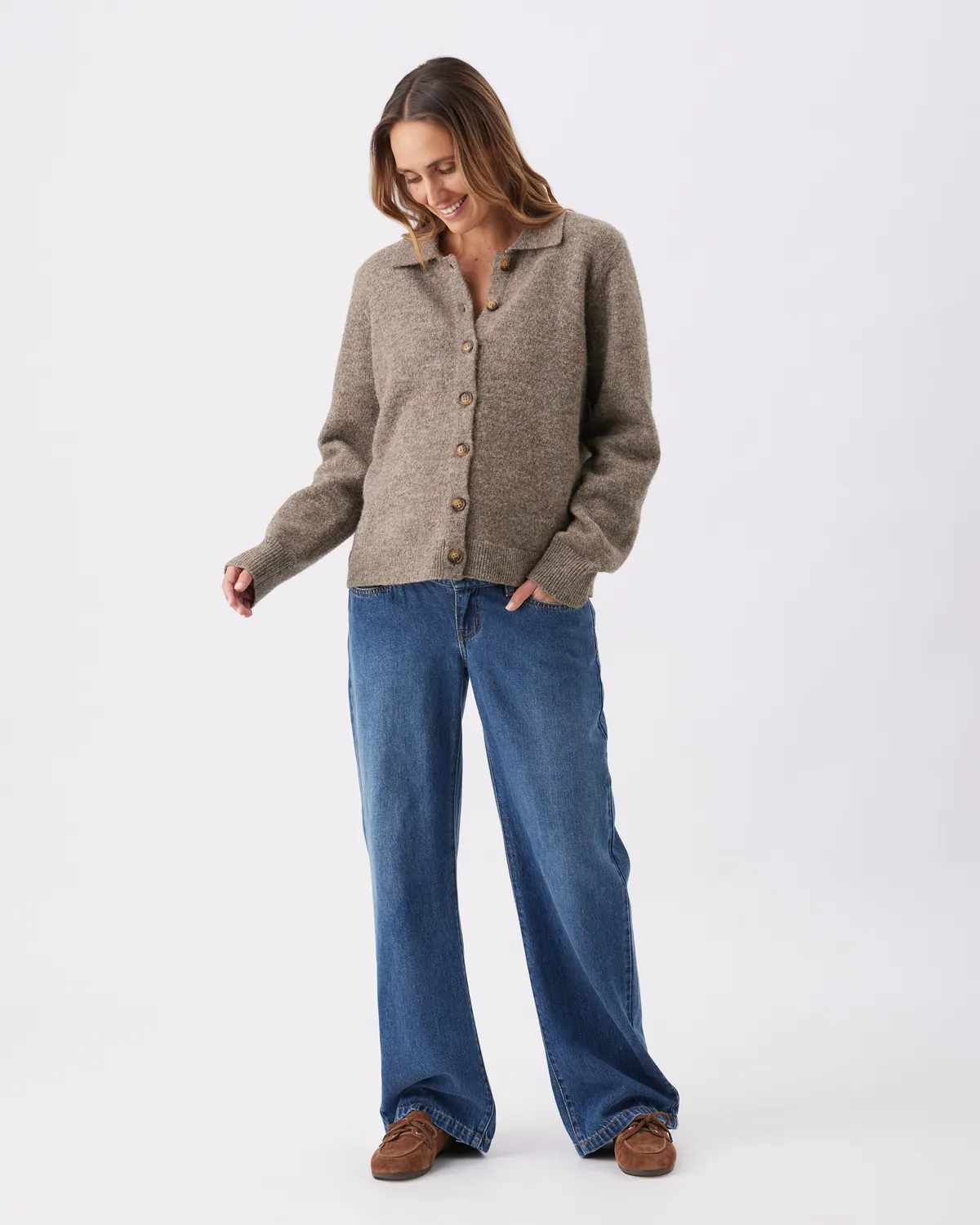 Brodie Collared Cardigan Truffle - Image 6