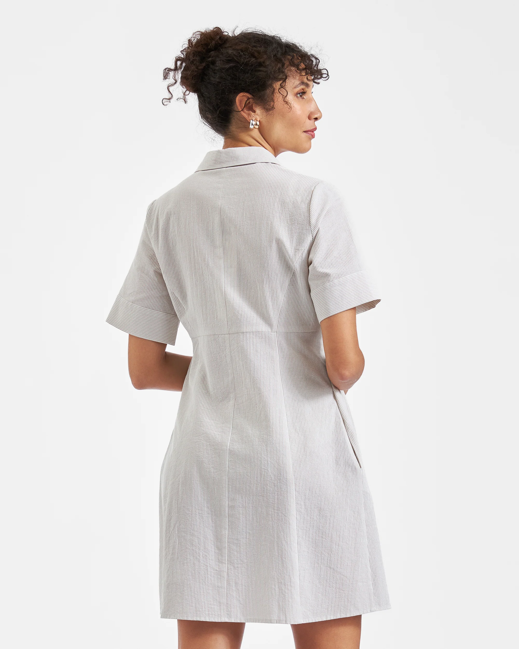Bronte Tie Up Dress  Natural /White - Image 5