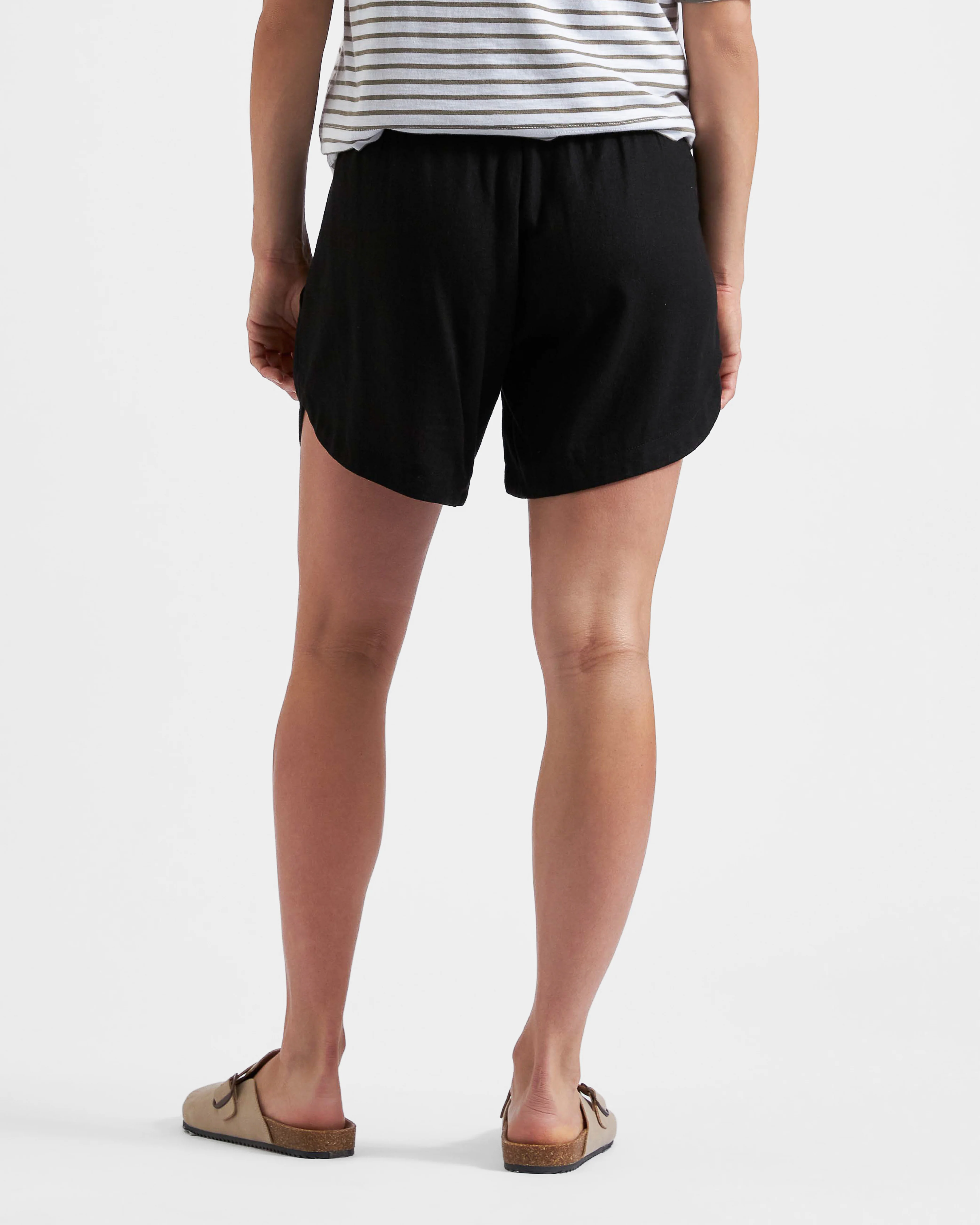 Byron Shirred Linen Short  Black - Image 4