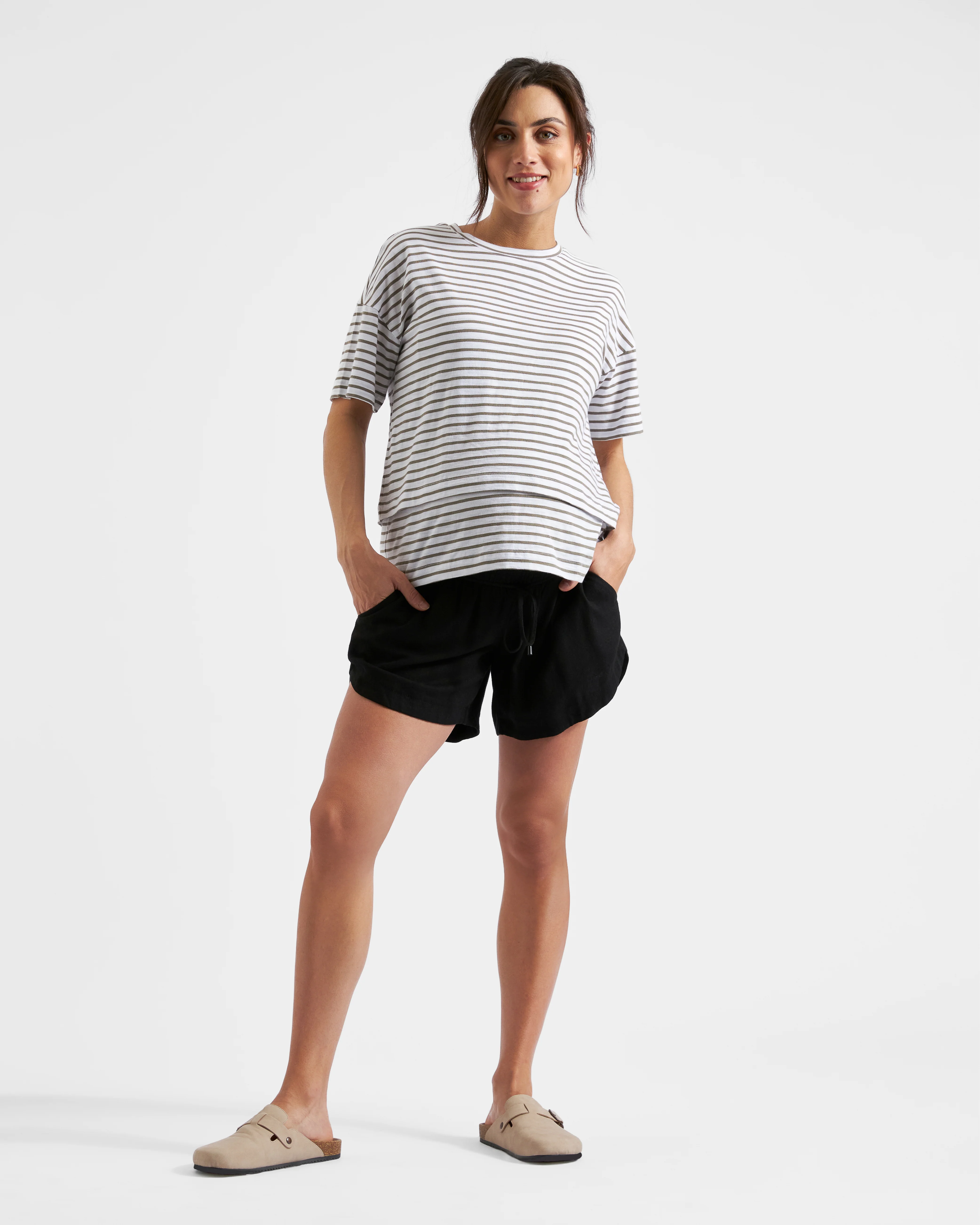 Byron Shirred Linen Short  Black - Image 5