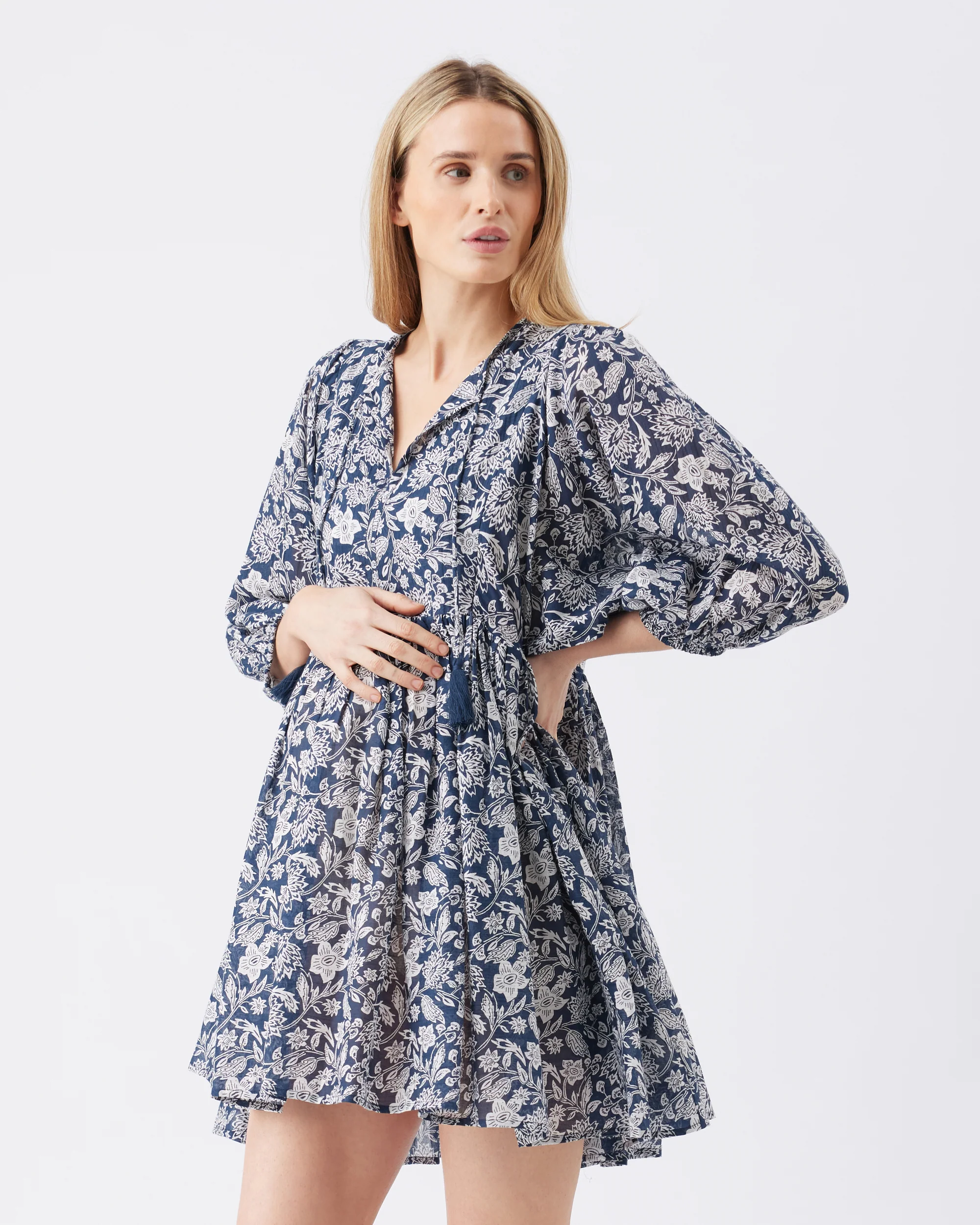 Cali Nursing Dress  Ink / White - Image 3