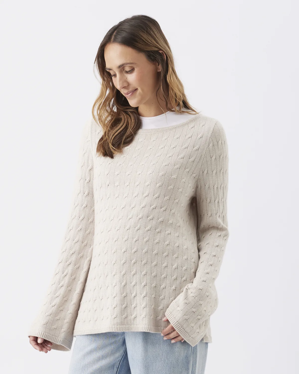 Carla Cable Nursing Knit   Fawn - Image 4