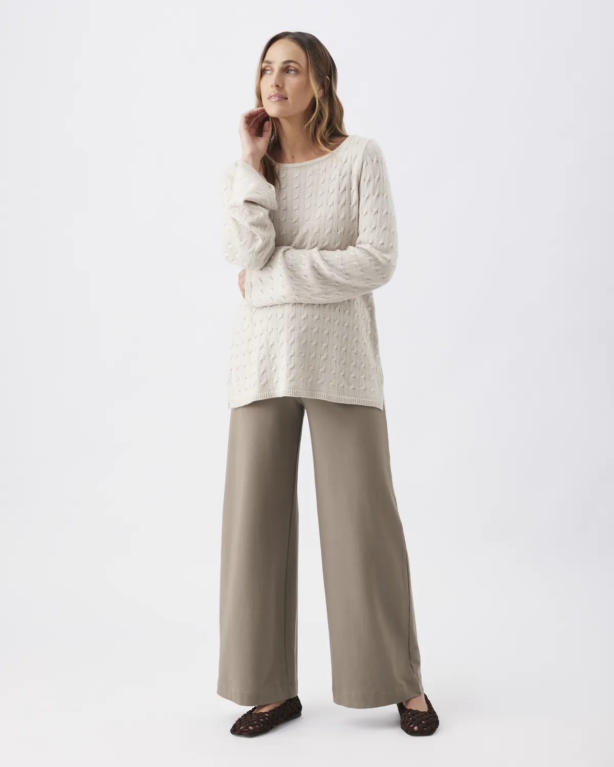 Carla Cable Nursing Knit   Fawn - Image 8