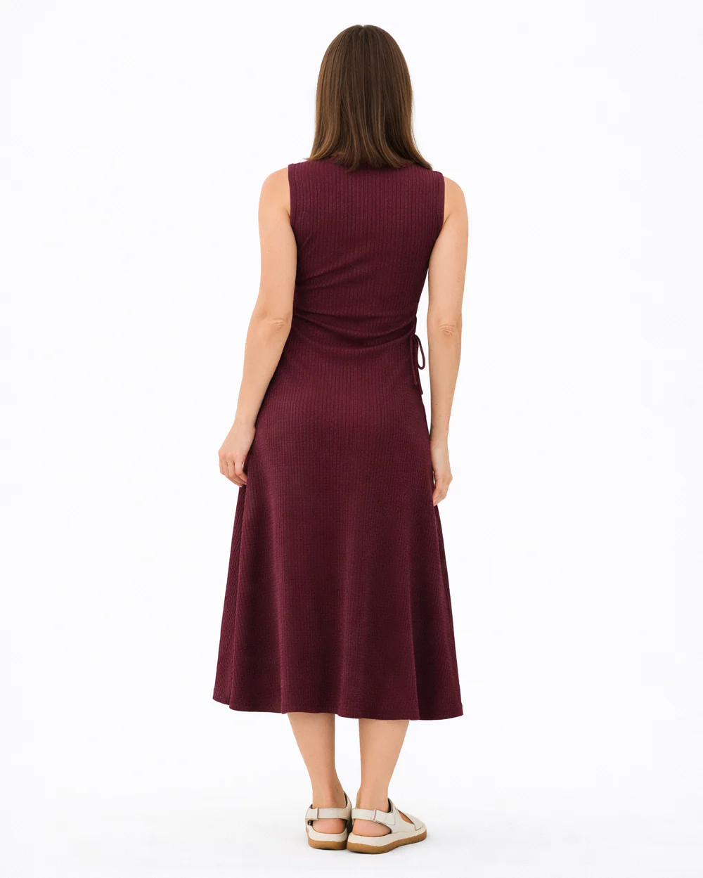 Carol Rib A-line Dress  Maroon - Image 3