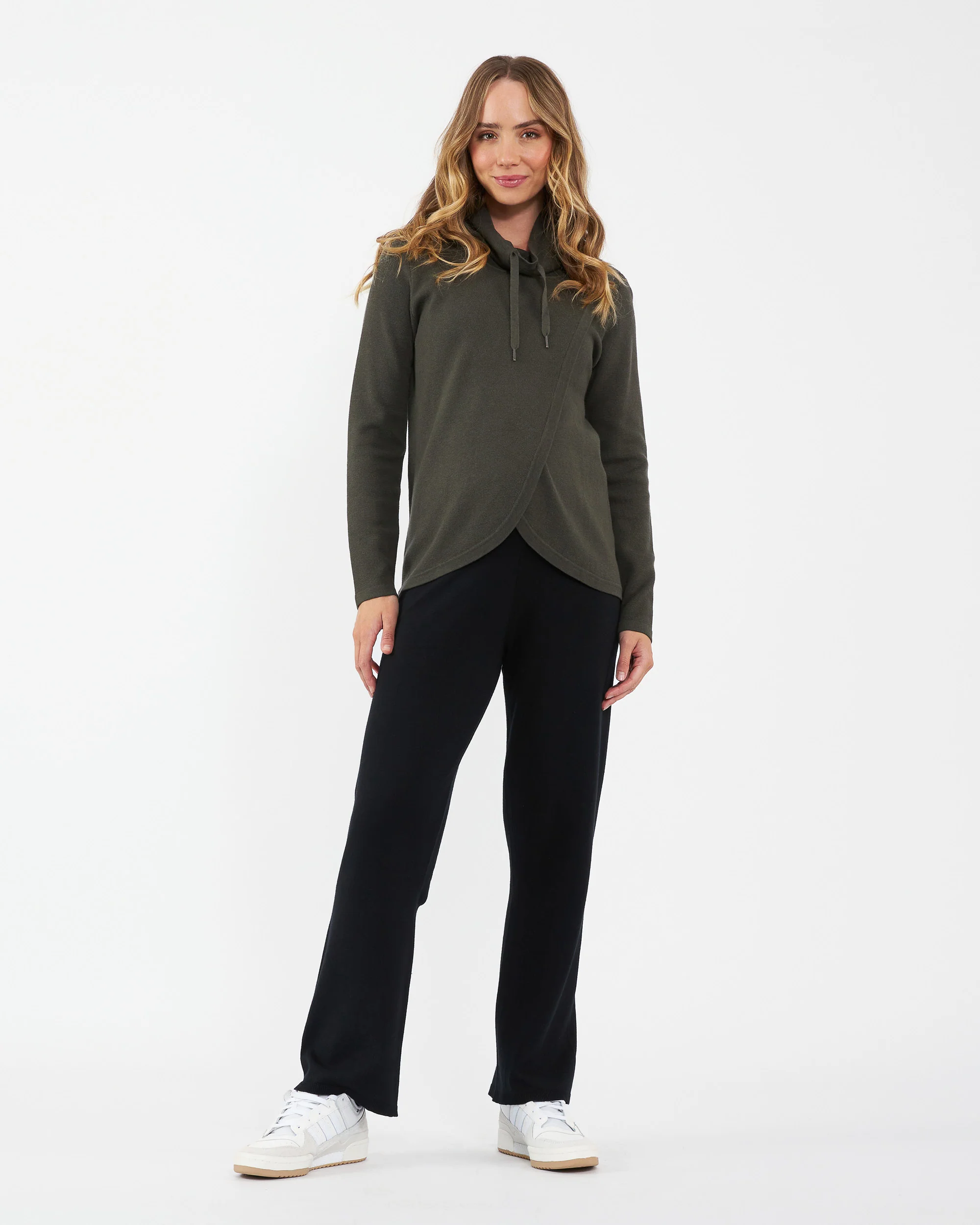 Cassie Cross Over Nursing Knit Khaki - Image 6