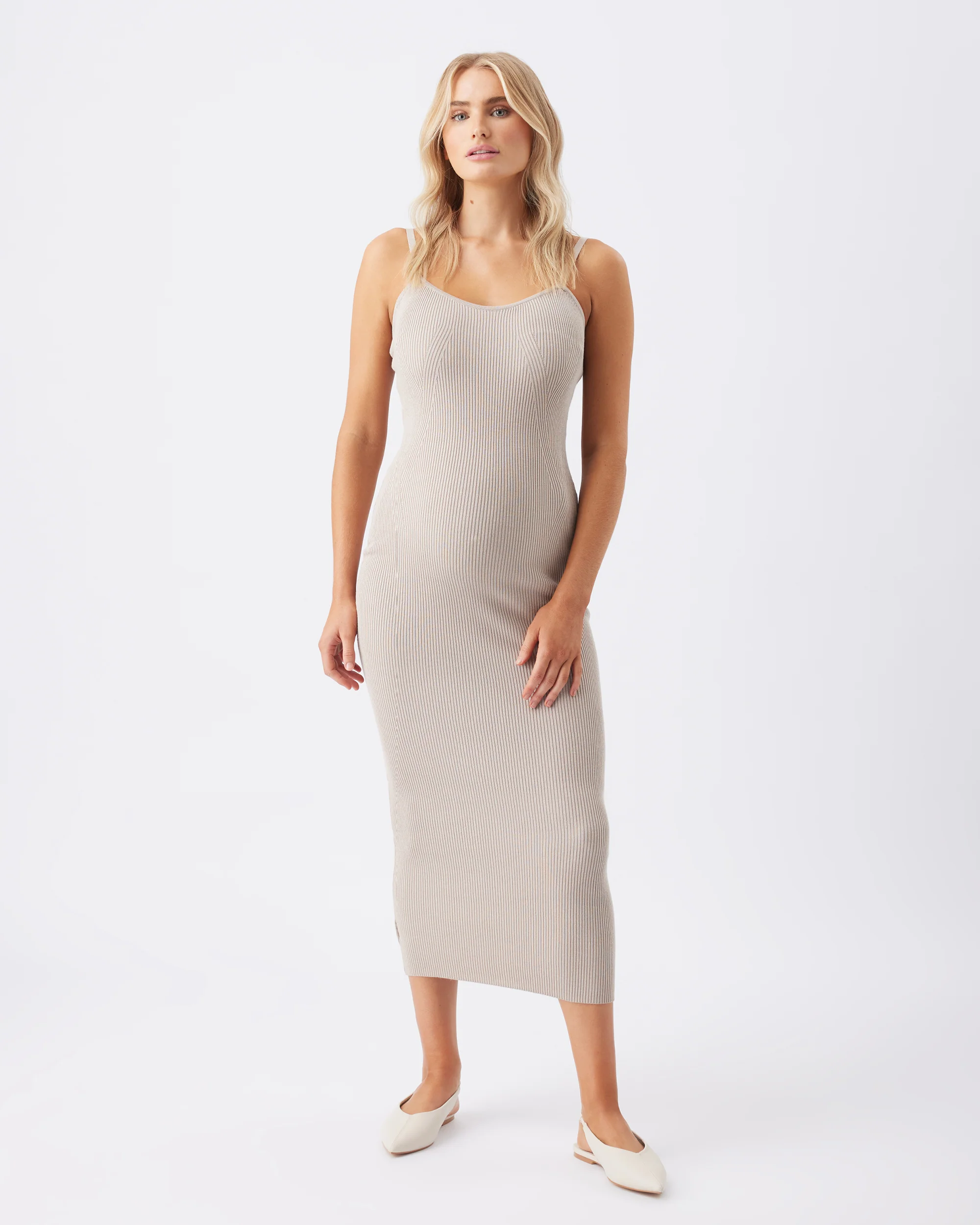 Celine Rib Knit Dress  Stone - Image 2