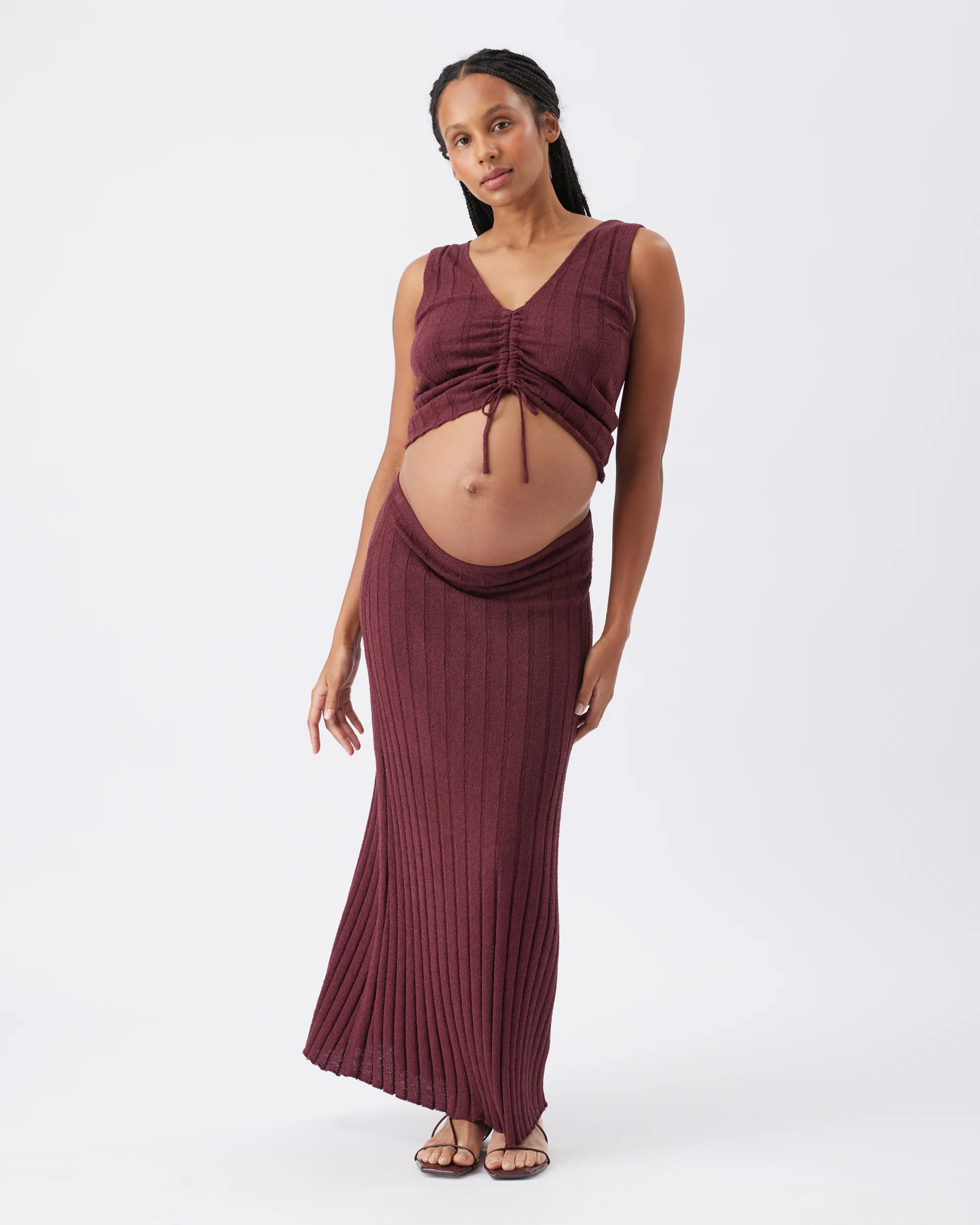 Charli Rib Knit Skirt  Maroon