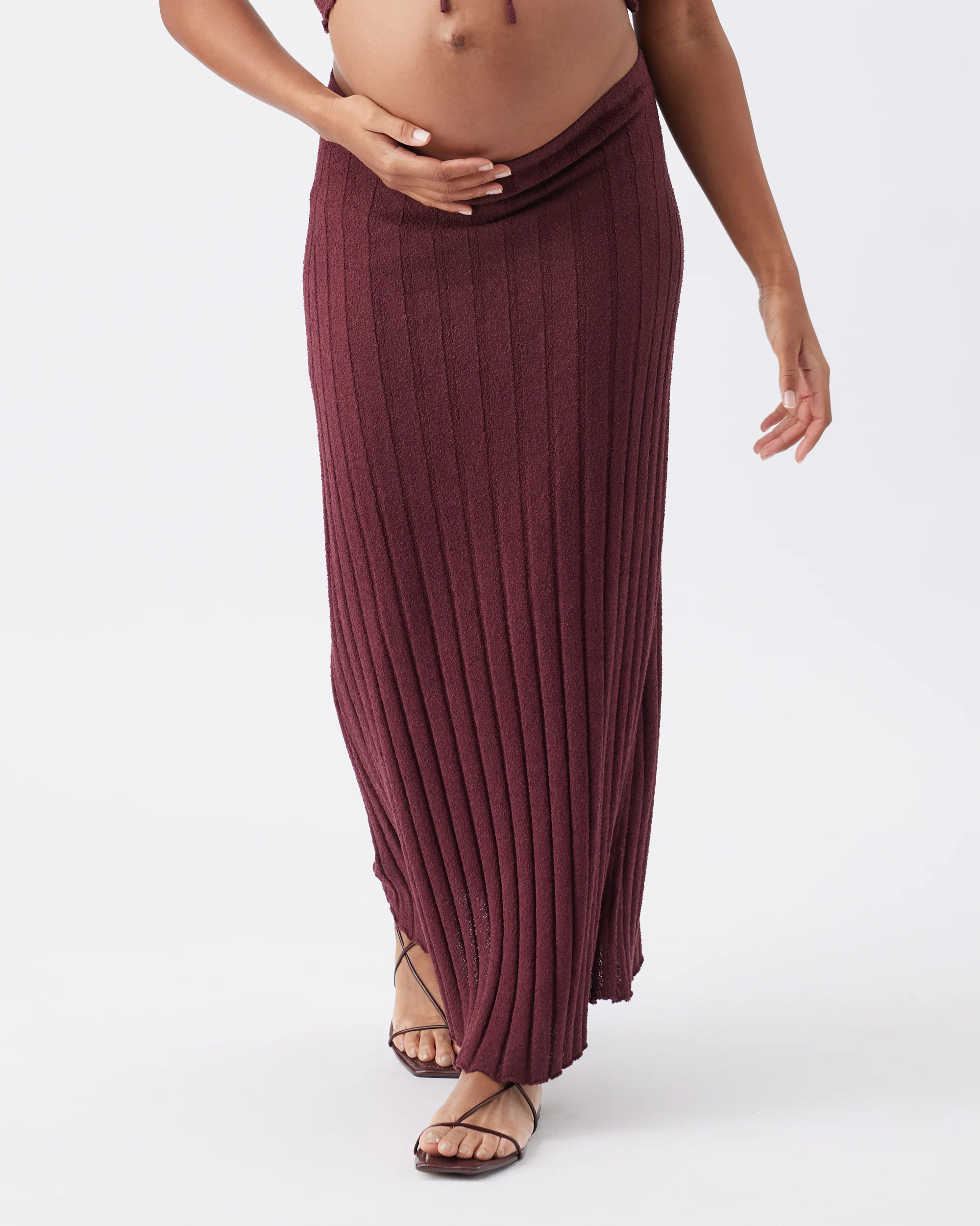 Charli Rib Knit Skirt  Maroon - Image 2