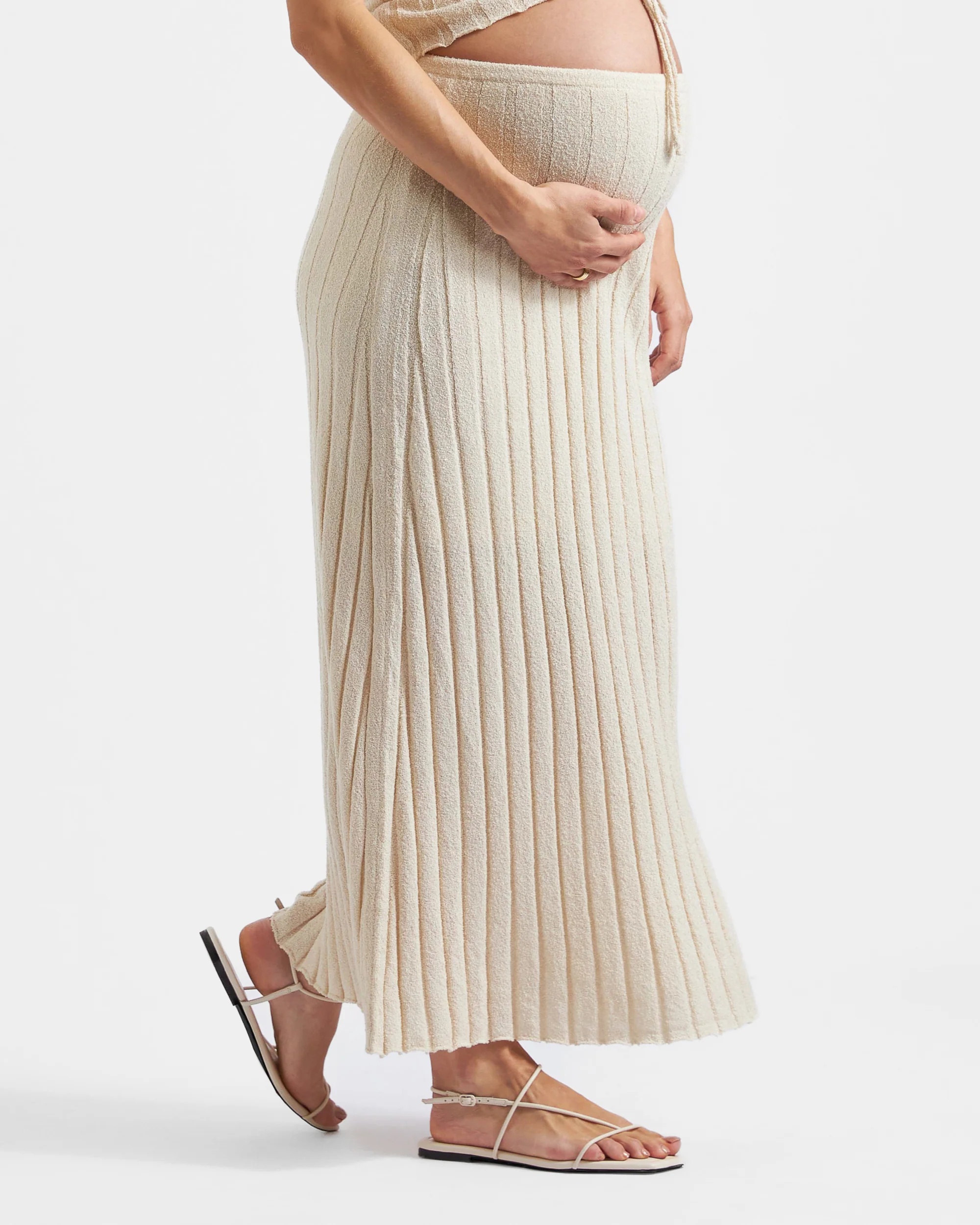 Charli Rib Knit Skirt  Stone - Image 3