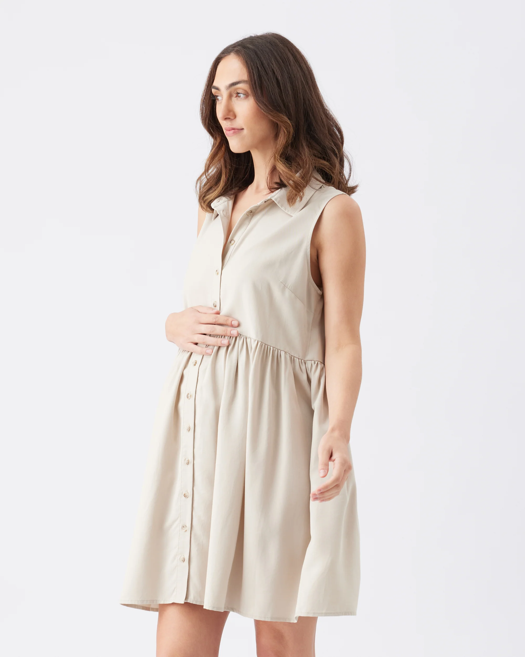 Chloe Tencel Dress Sand - Image 4