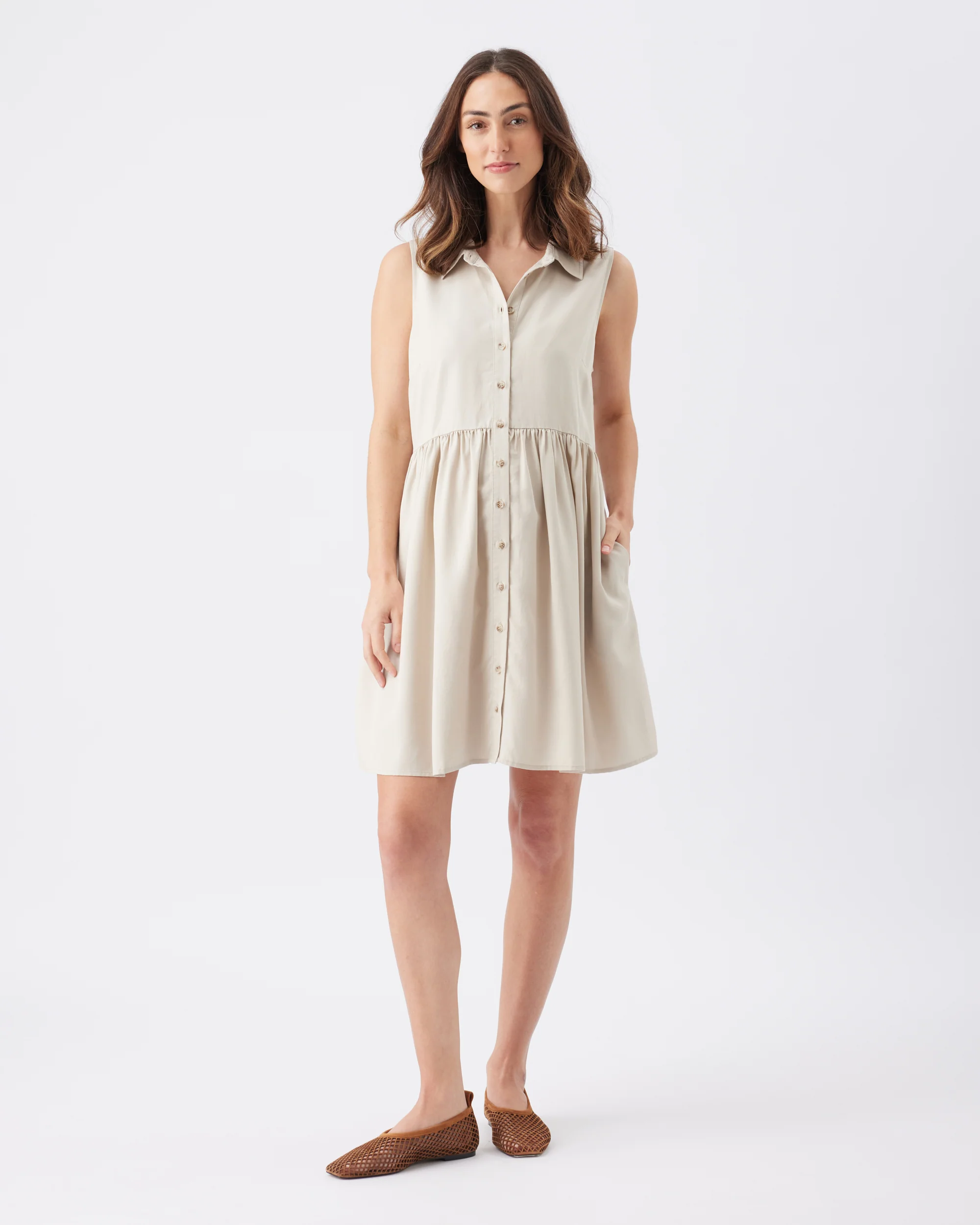 Chloe Tencel Dress Sand - Image 6