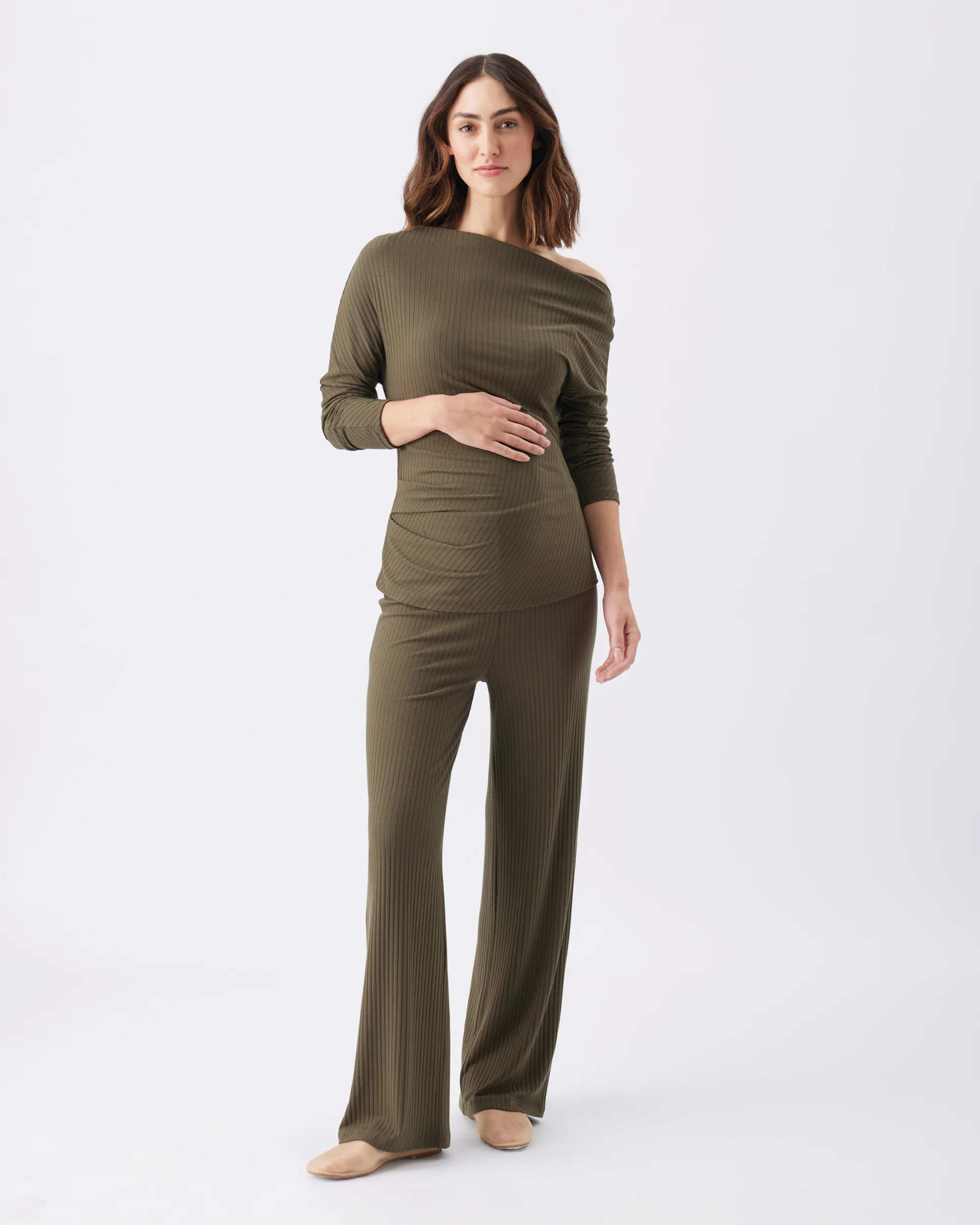 Cindy Rib Pant  Khaki