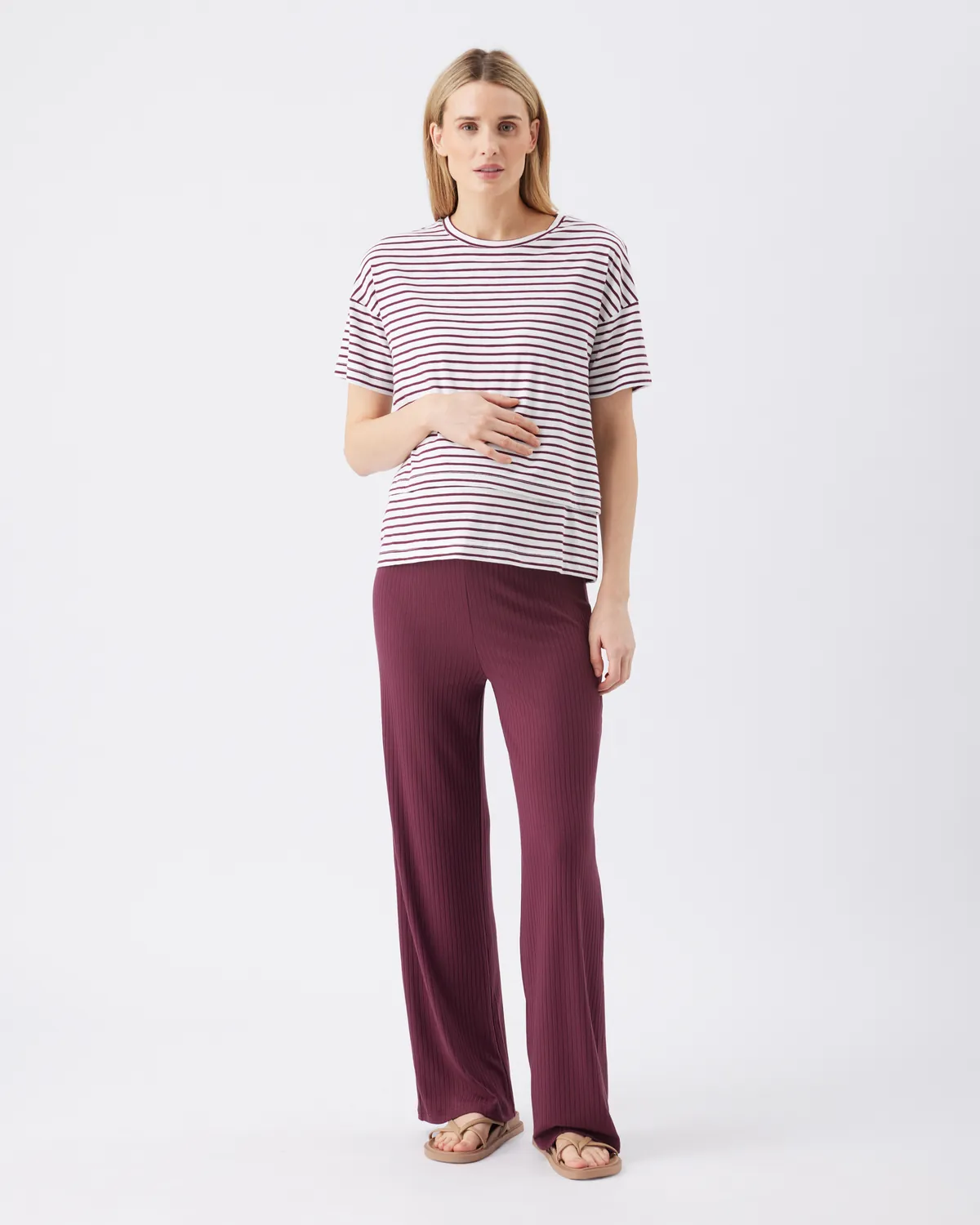 Cindy Rib Pant  Maroon - Image 2