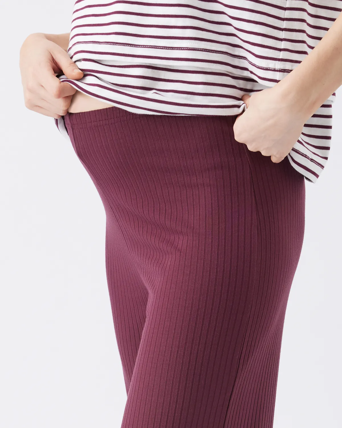 Cindy Rib Pant  Maroon - Image 3