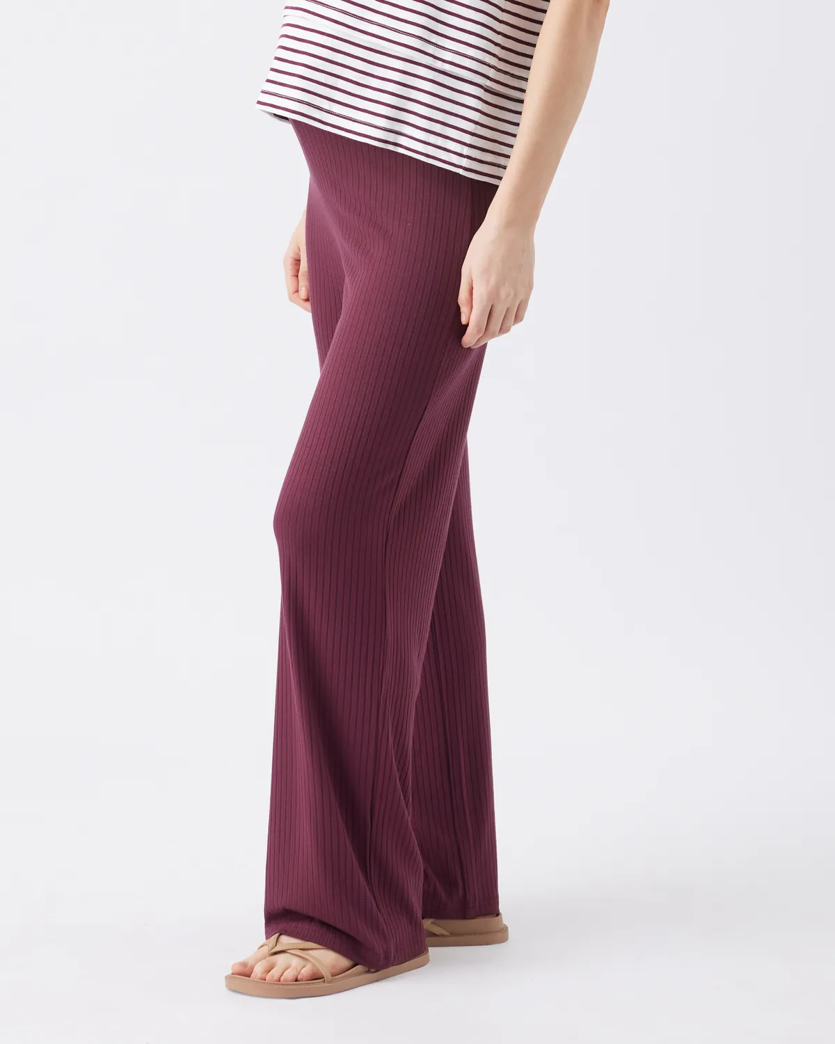 Cindy Rib Pant  Maroon - Image 5
