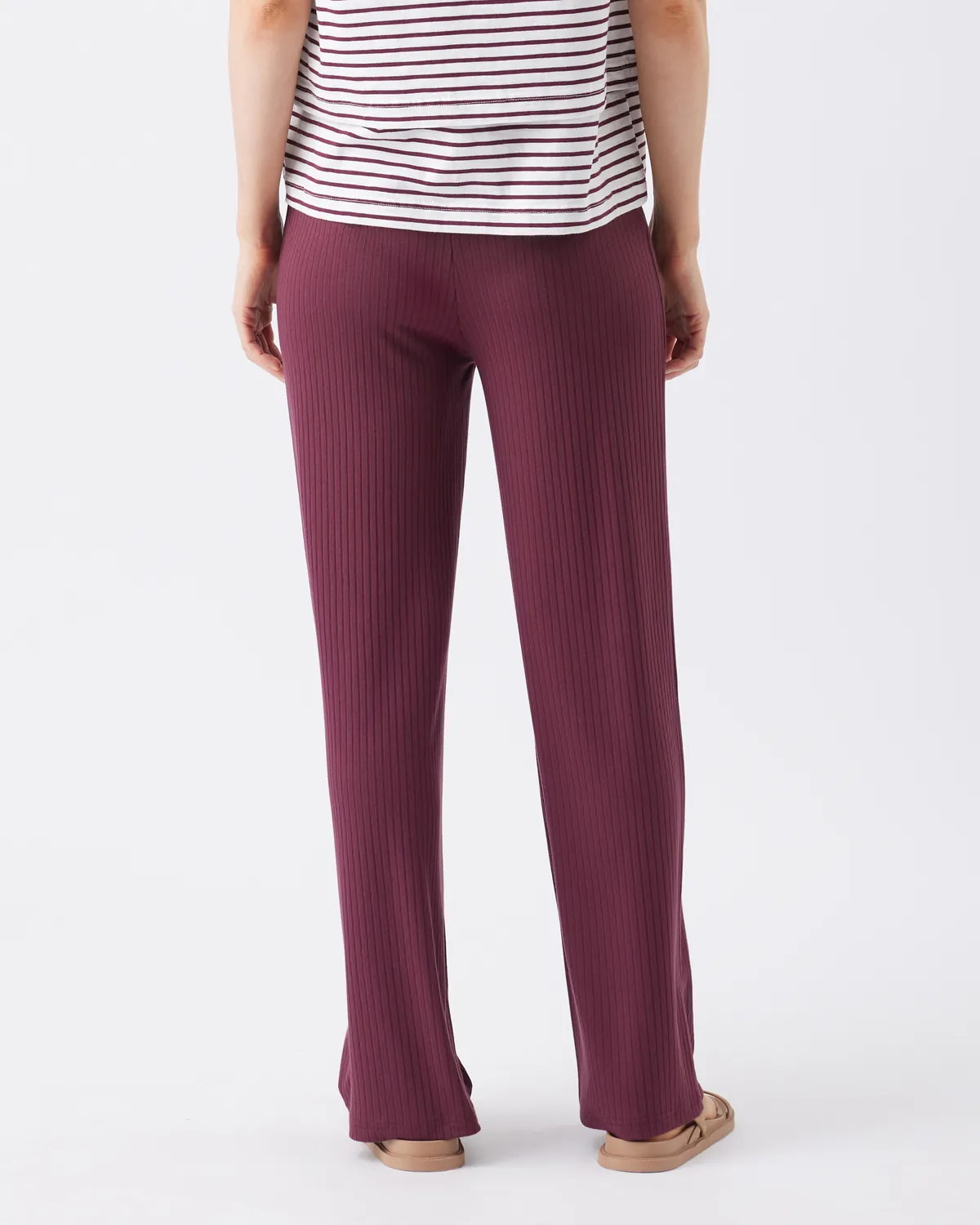 Cindy Rib Pant  Maroon - Image 6