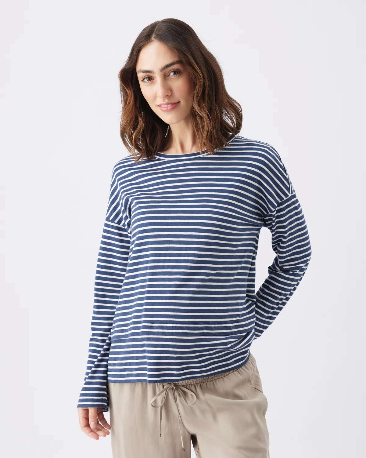 Claudette Long Sleeve Nursing Top Ink / White - Image 2