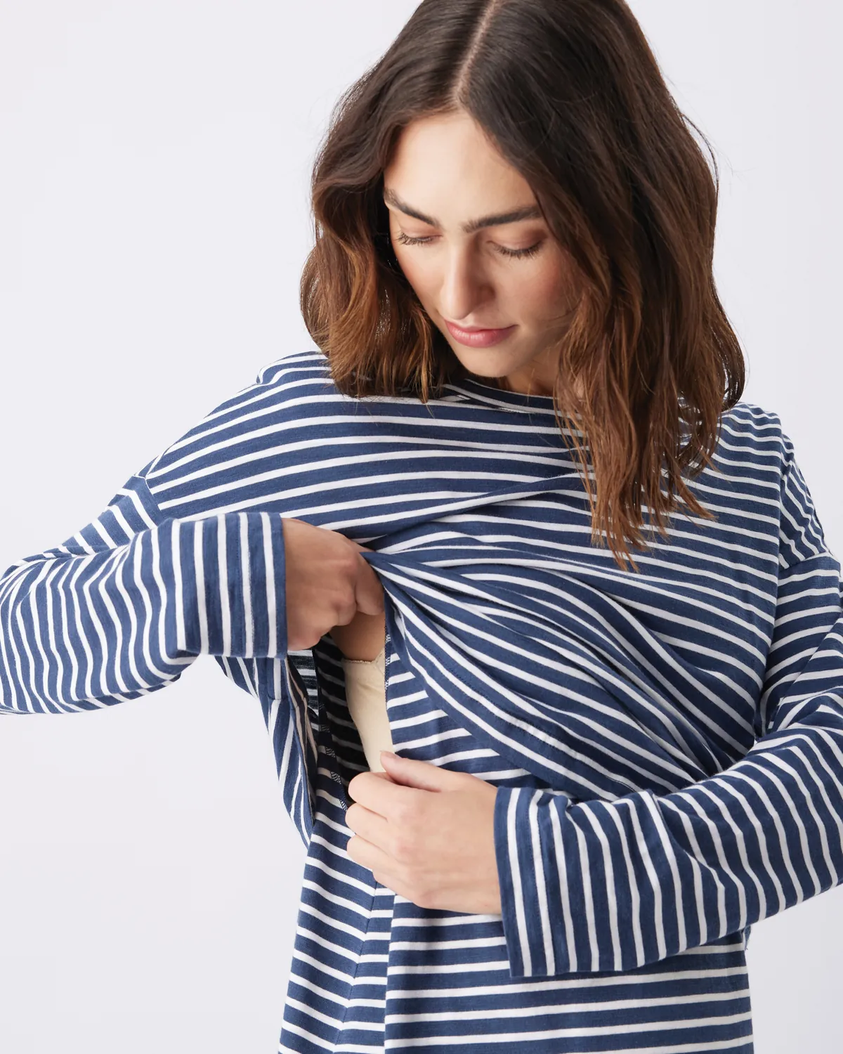 Claudette Long Sleeve Nursing Top Ink / White - Image 3