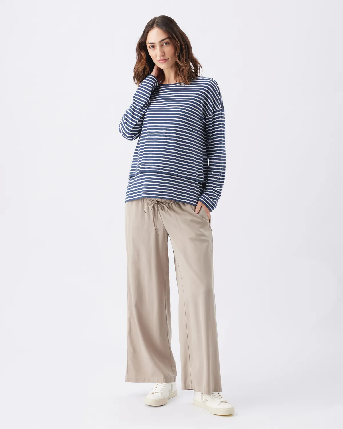 Claudette Long Sleeve Nursing Top Ink / White - Image 6