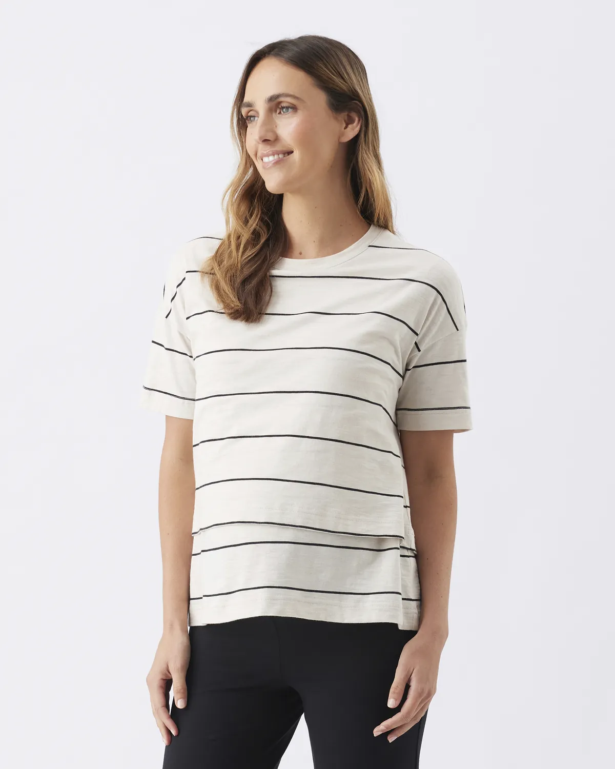 Claudette Nursing Tee  Ecru / Black - Image 4