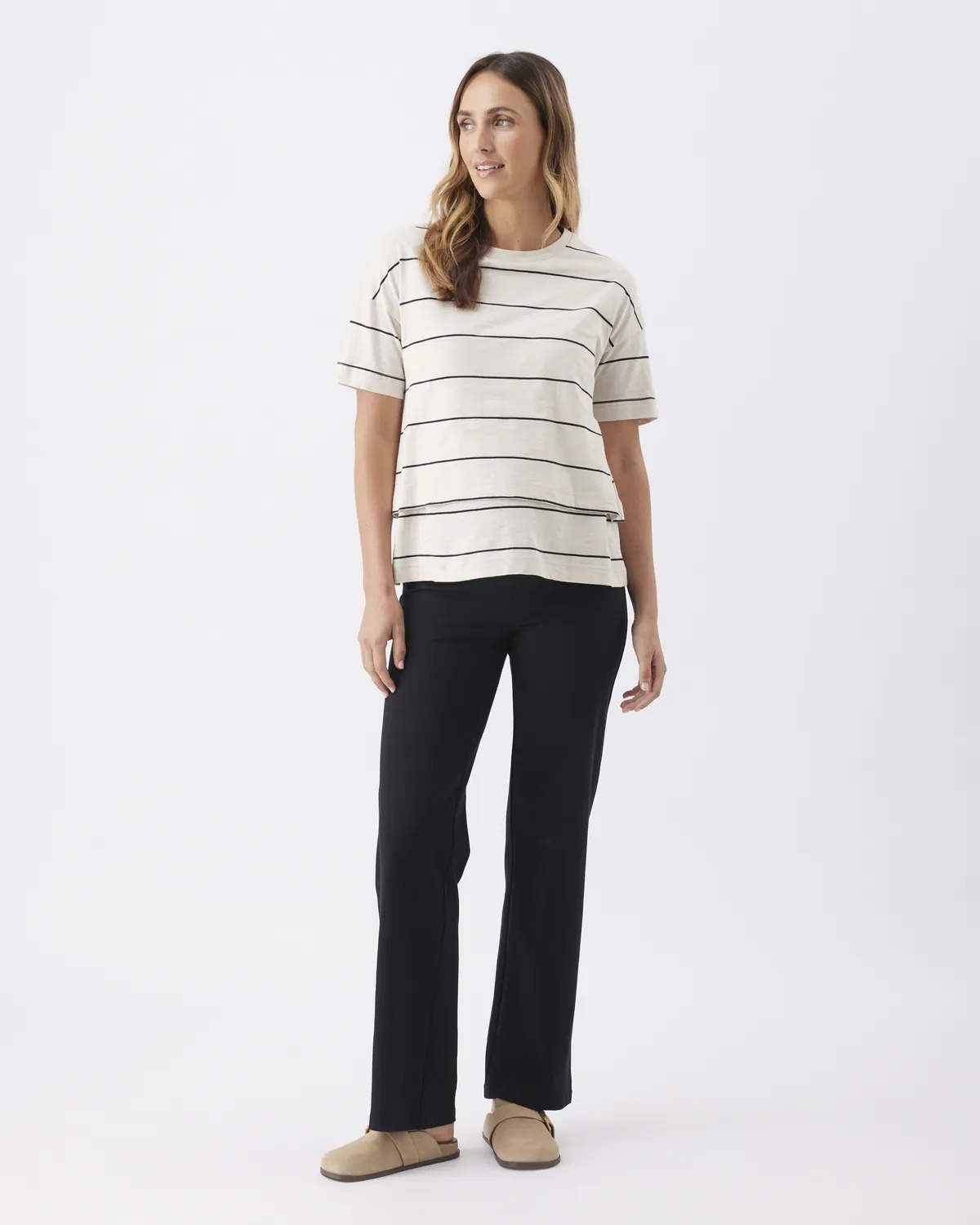 Claudette Nursing Tee  Ecru / Black - Image 6