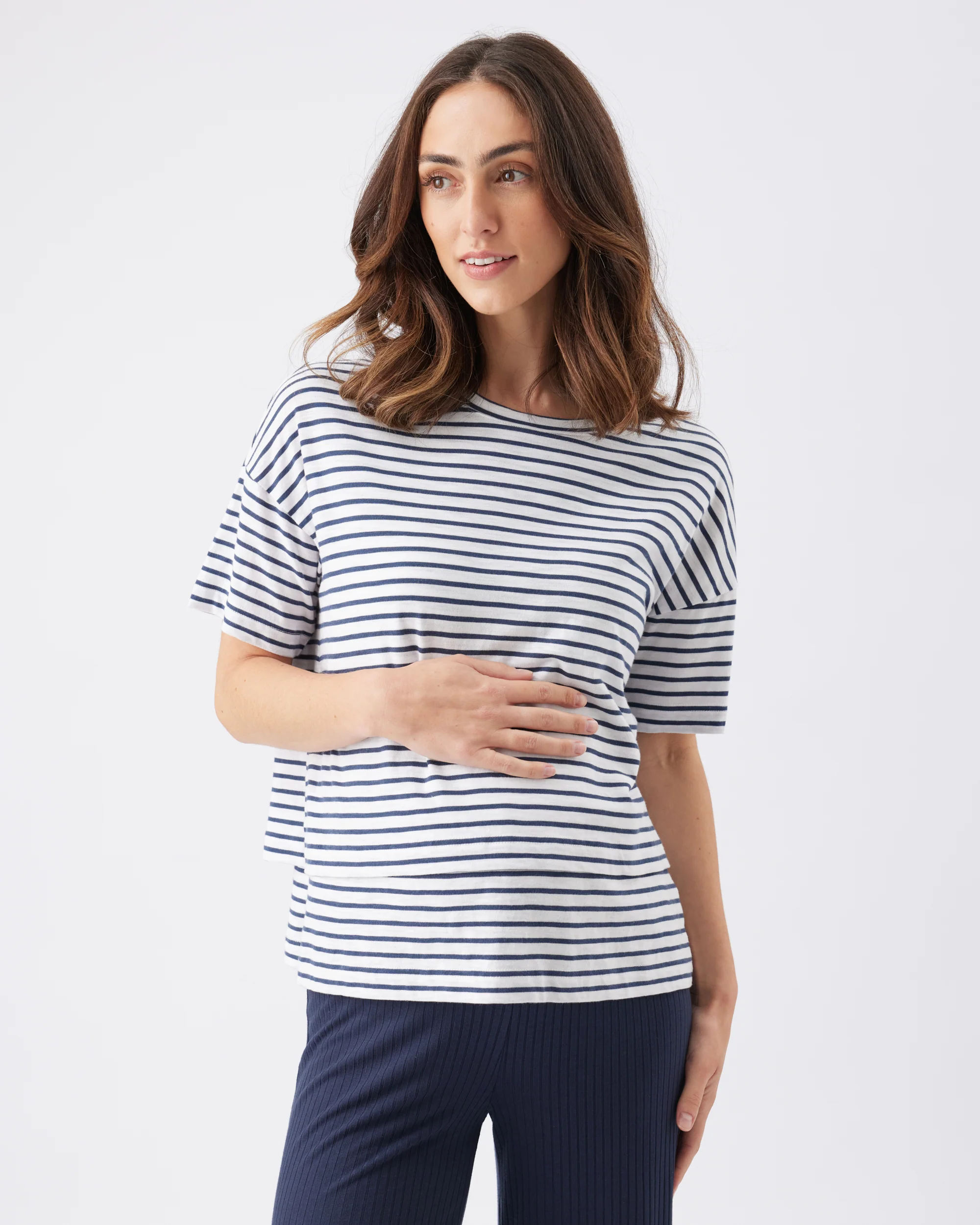 Claudette Nursing Tee  White / Ink - Image 3