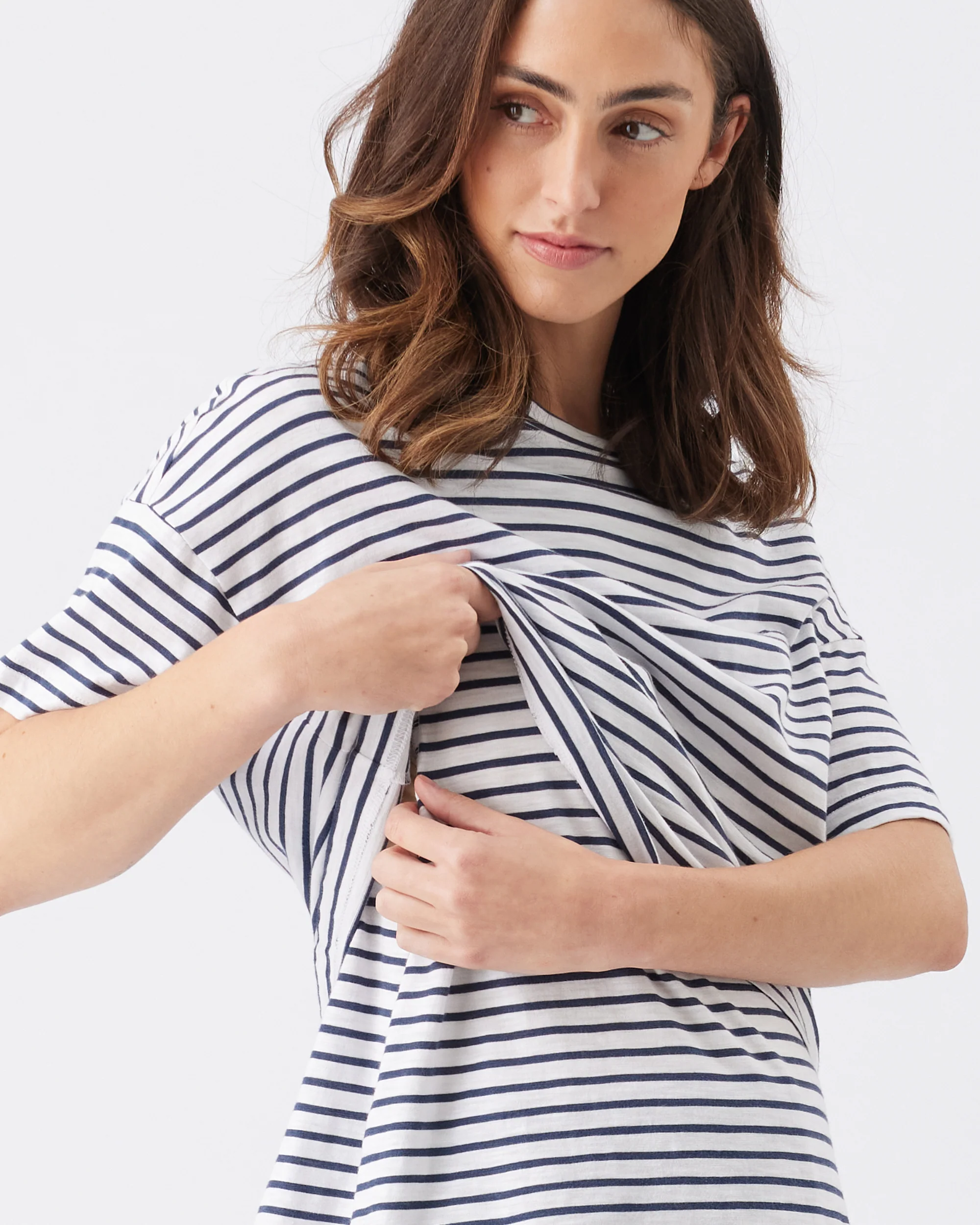 Claudette Nursing Tee  White / Ink - Image 5