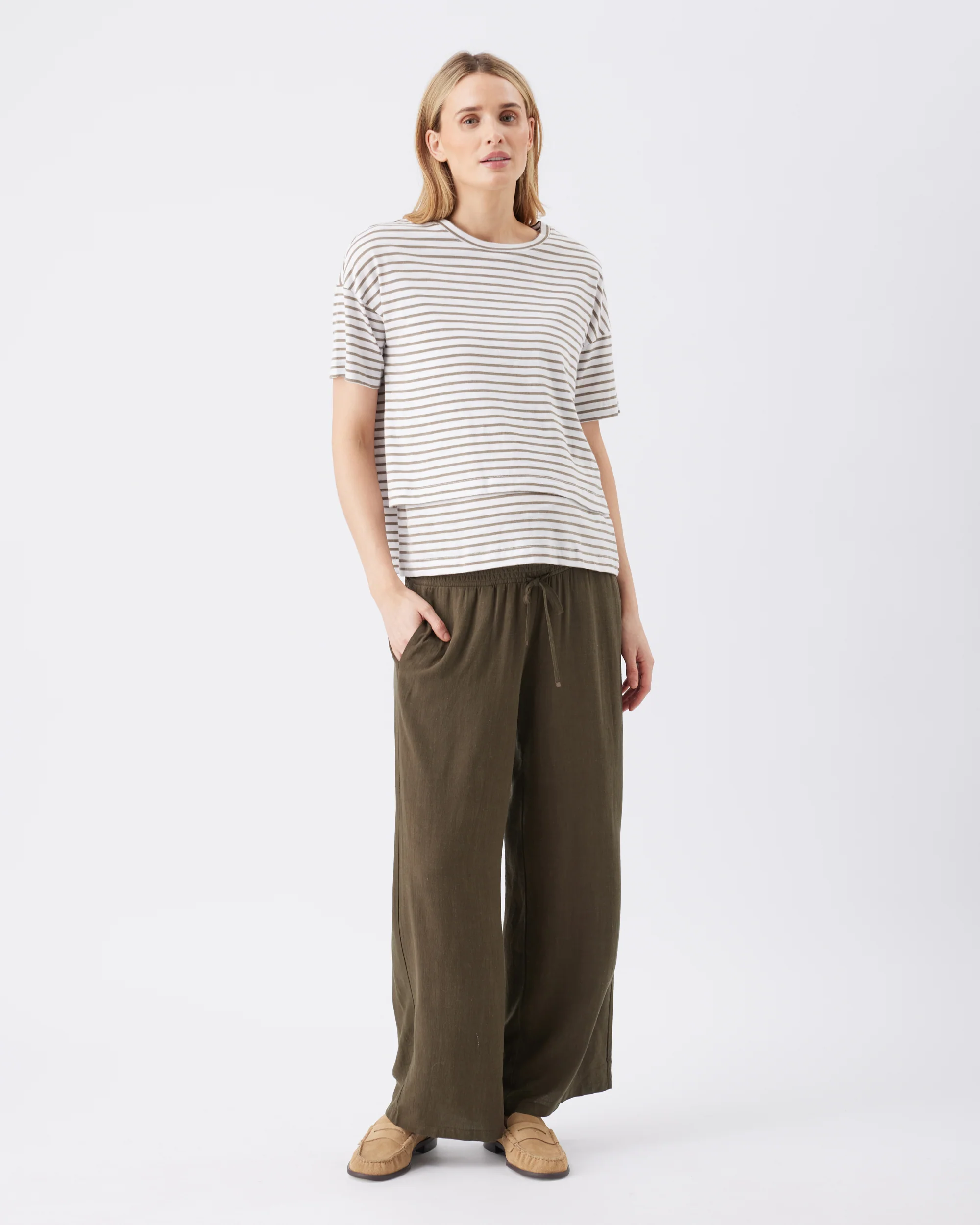 Claudette Nursing Tee  White / Olive - Image 2