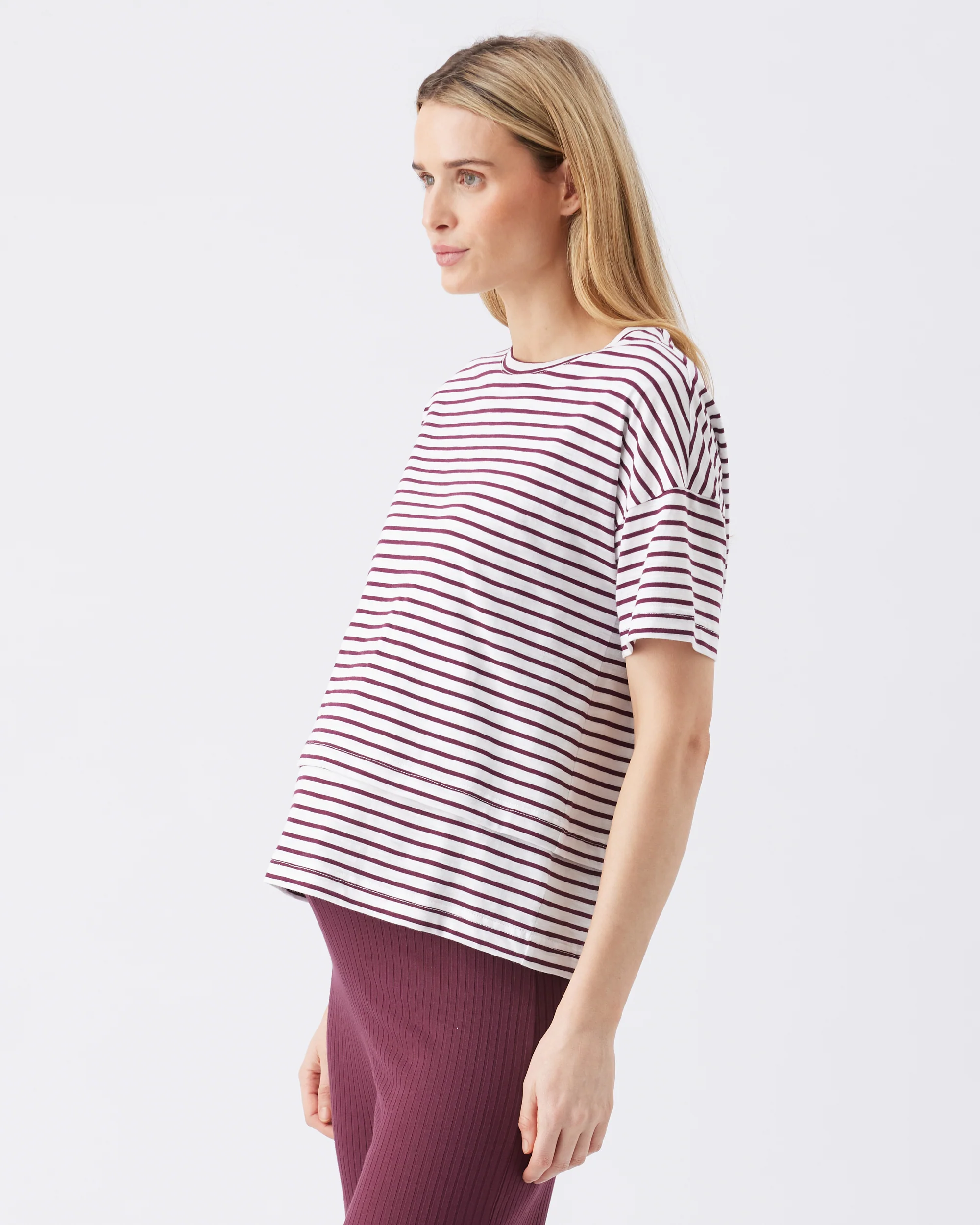 Claudette Nursing Tee  White / Maroon - Image 4